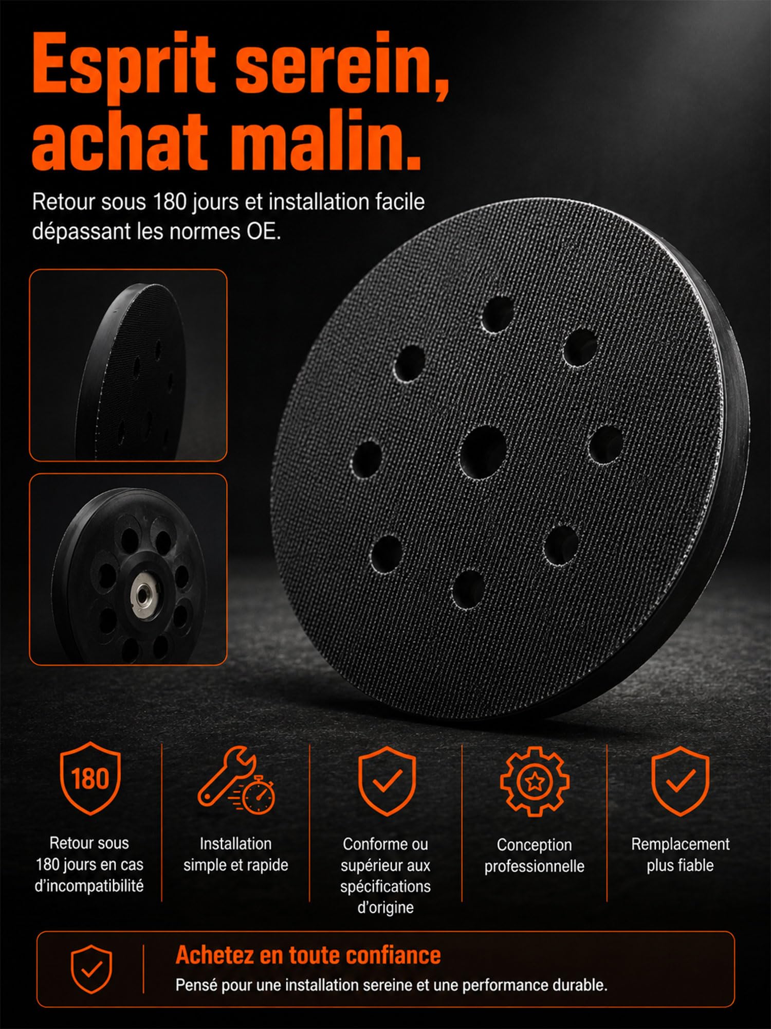 Bandeja de lijado de 125 mm para Metabo SXE 425 325, bandeja lijadora de 8 agujeros, repuesto 631220000