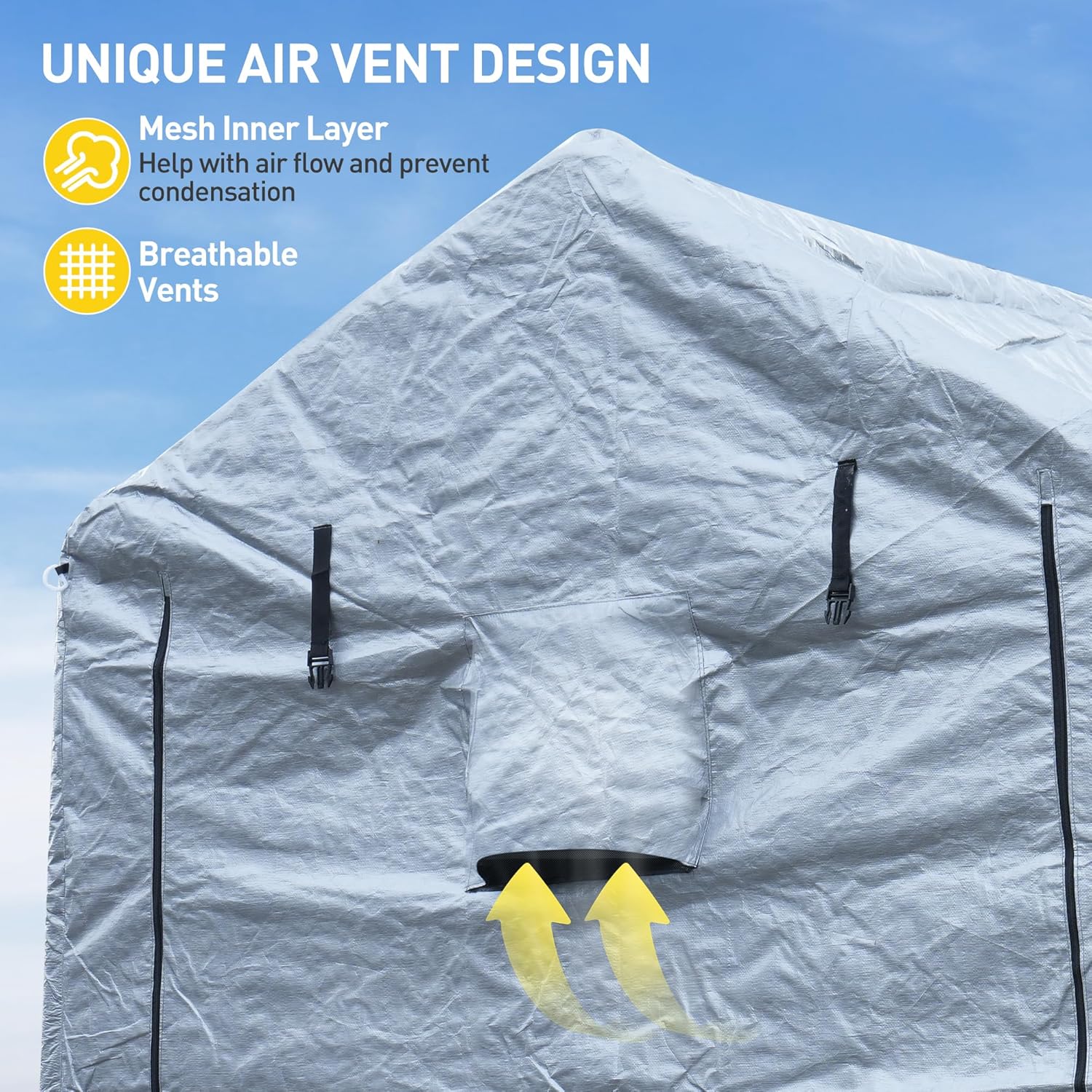 6x7x8FT Portable Storage Shed, Heavy Duty Outdoor Storage Shelter with Waterproof Cover, Portable Garage with Roll-Up Zipper Door and Ventilated Window for Motorcycles, Bicycles, Boats, Party 6x7x8FT Portable Storage Shed, Heavy Duty Outdoor Storage Shelter with Waterproof Cover, Portable Garage with Roll-Up Zipper Door and Ventilated Window for Motorcycles, Bicycles, Boats, Party