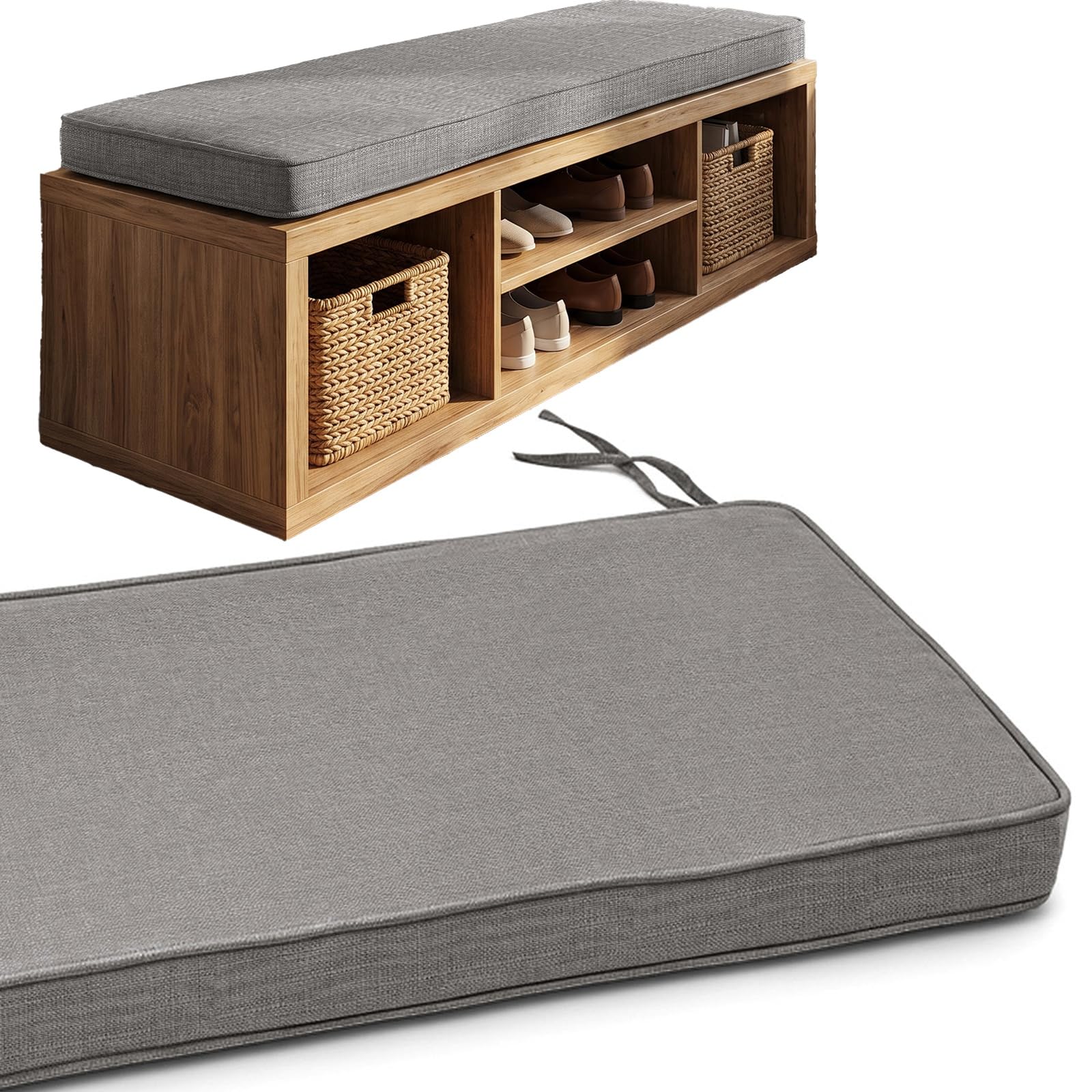 Bench Cushion for Indoor Furniture, Washable Non-Slip Shoe Bench Seat Pad