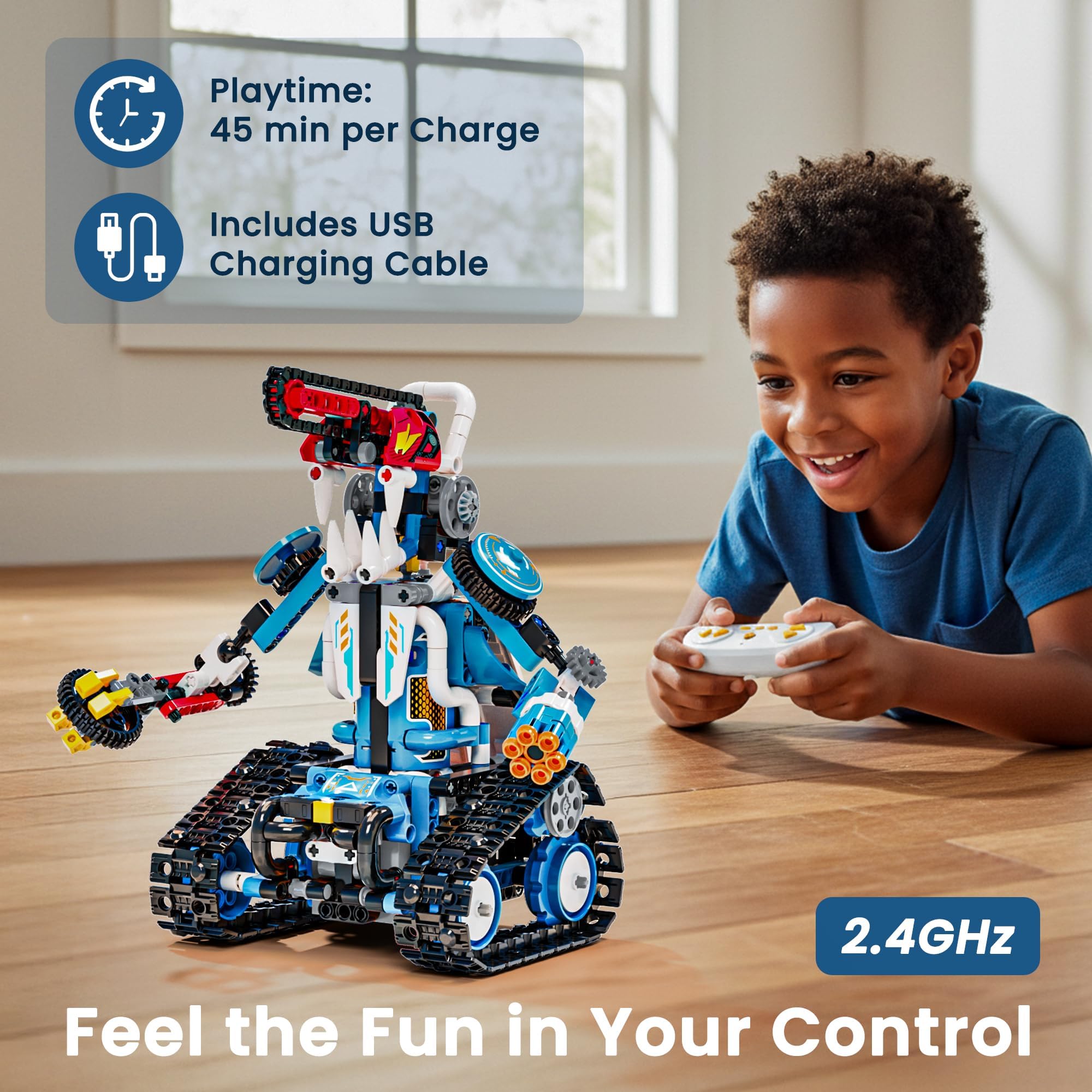 Kit de robótica STEM 5 en 1 para niños de 8 a 12, aplicación y kit de construcción de robot de control remoto, kit de proyecto científico y juguetes STEM para edades de 8 a 13, regalos para