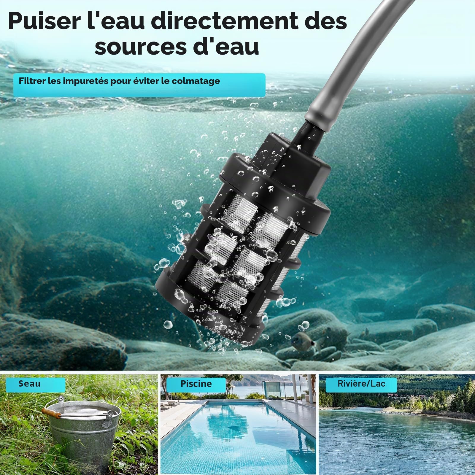 Nettoyeur Haute Pression sans Fil, 21 V, 80 Bar, Portable, avec 2 Batteries, buse Multifonction 6 en 1, Tuyau de 5 m, réservoir filtrant, pour Voiture et terrasse