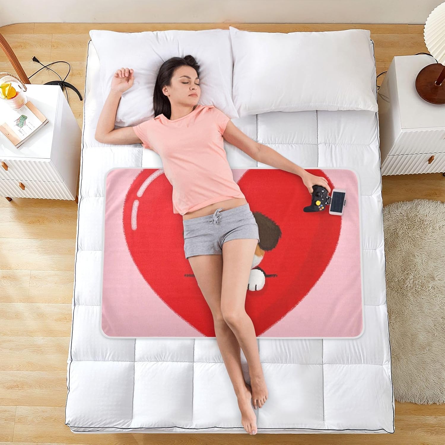 Funny Cartoon Heart Animal Dog Extra Large Resuable Bed Underpads Soft Absorbent Diaper Changing Pad Cute Cool Pee Mats for Infant Toddler , 52" L x 34" W
