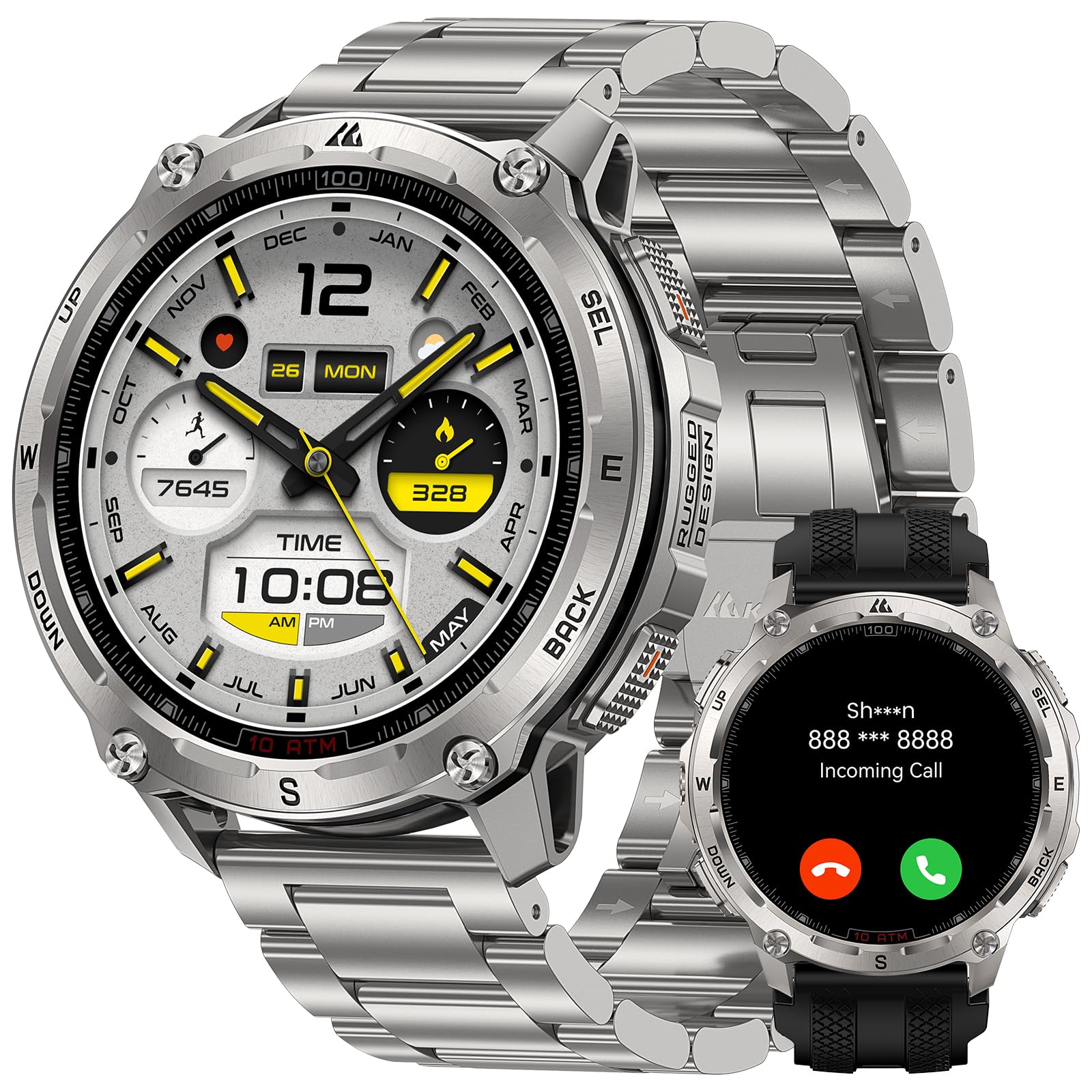 Kospet Direct KOSPET Tank T4 Special Edition Smart Watch for Men, 1.43" AMOLED Rugged Watch with GPS Offline Maps, 10ATM Waterproof Freediving, 15-Day Battery, Bluetooth Calls/Heart Rate for Android iOS (2 Bands)