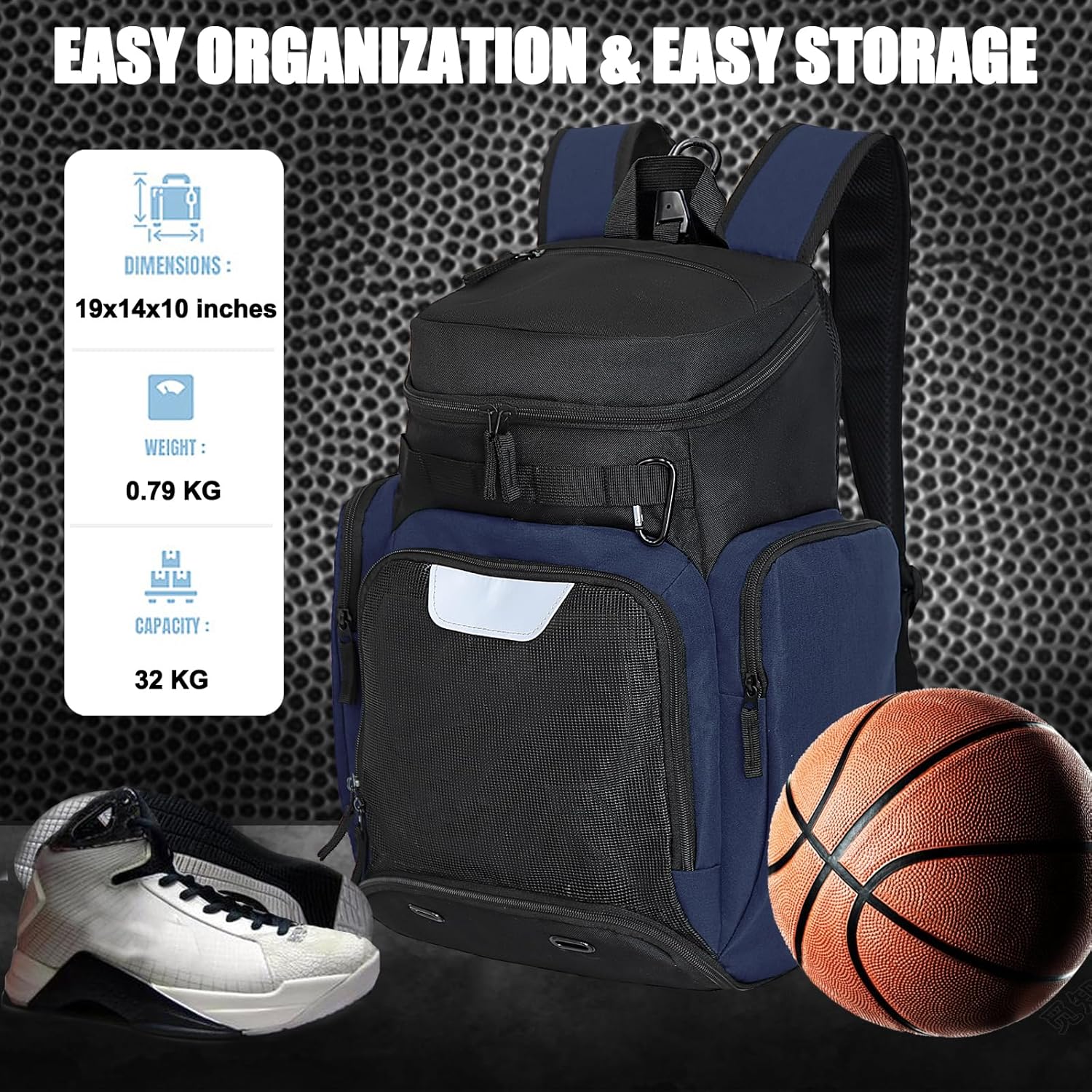 LARIPOP Basketball Backpack Bag with Ball Compartment Ventilated Shoe Compartment for Men Youth Soccer Volleyball Training