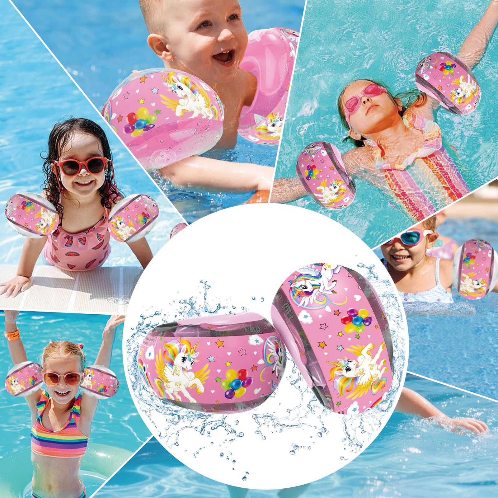 Funnity Braccioli Bambini 1-6 Anni, 3 Airbag Indipendenti, per Bambini 6-20 kg, Ausili per il nuoto per Bambini di età Superiore a 1 Anno