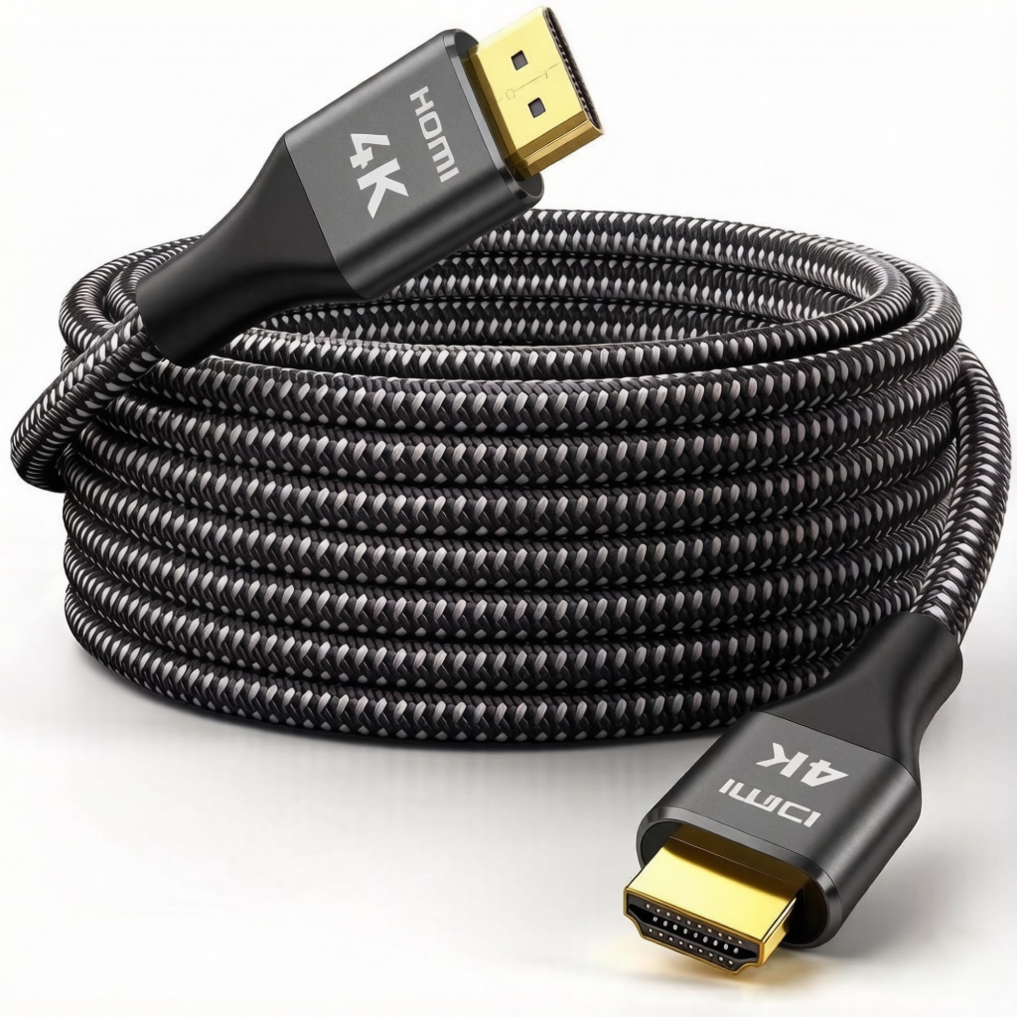 Cable HDMI 4K Ultra HD 2.0, cable trenzado de alta velocidad de 18 Gbps con conectores chapados en oro, compatible con HDR, 3D, ARC, HDCP 2.2, compatible con PS5/4/3, Roku TV