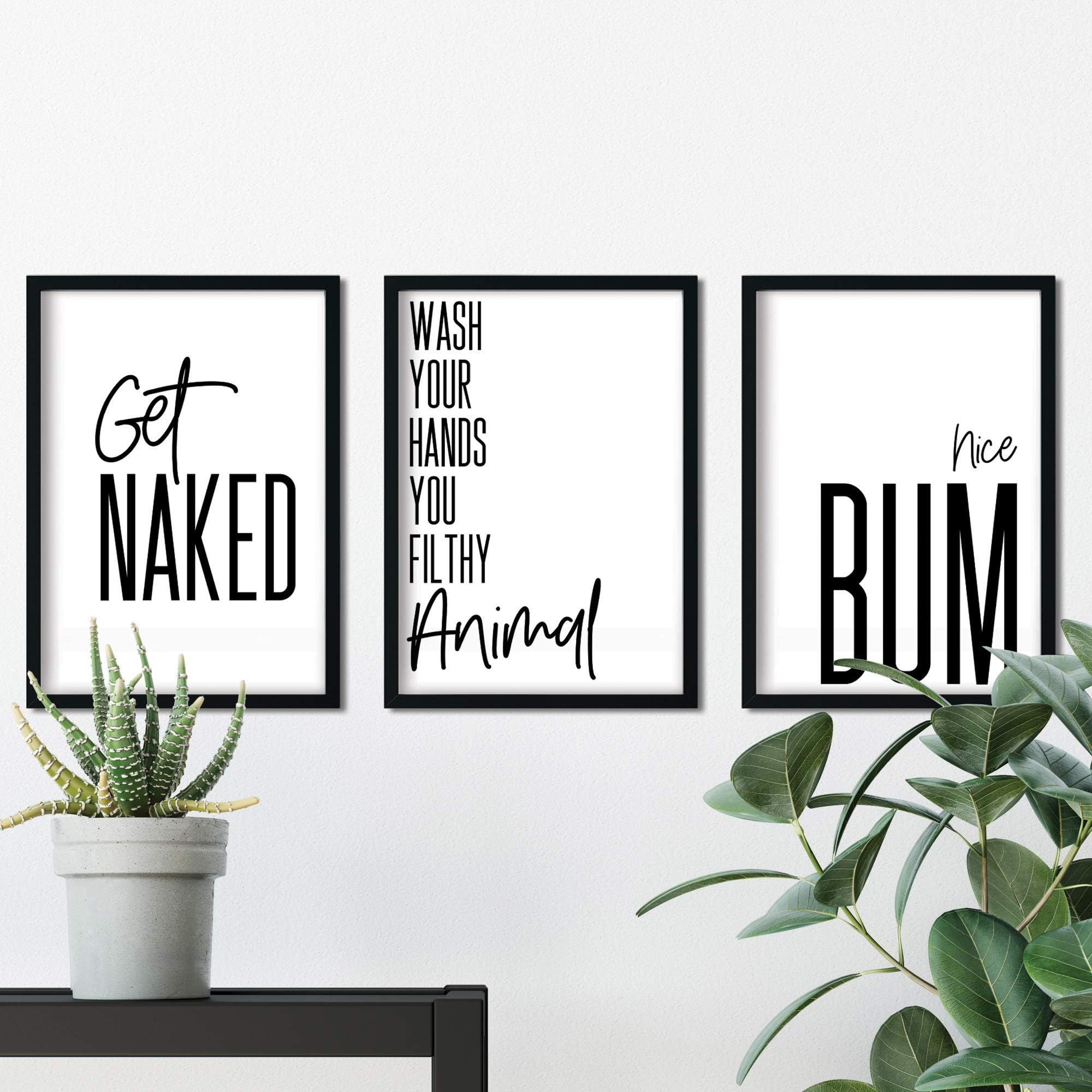 Little Angels JamboreeTriple pack Bathroom Toilet Prints, Wall Art Poster Funny Humour Home Pictures Modern Minimal Black/White *** PLEASE NOTE THAT NO FRAMES INCLUDED *** BP33N