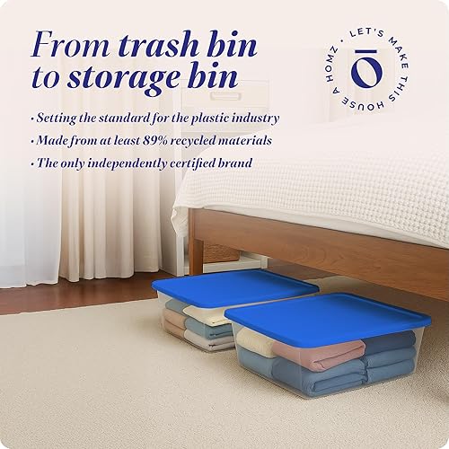 Vista 42 de Homz - Contenedores de plástico para almacenamiento, con tapas blancas, 6 cuartos de galón, transparentes, apilables Tapa azul,Tapa gris,Tapa blanca