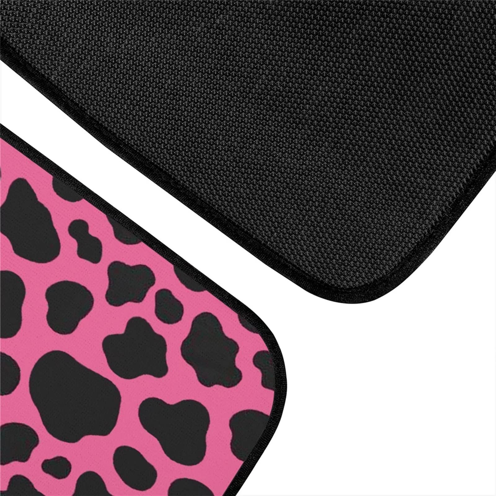 4 Pezzi Tappetini Pavimento Auto Mucca Rosa Nera, Vestibilità Universale Anteriore Conducente Passeggero e Sedile Posteriore per la Maggior parte delle Auto con Retro in Gomma Antiscivolo