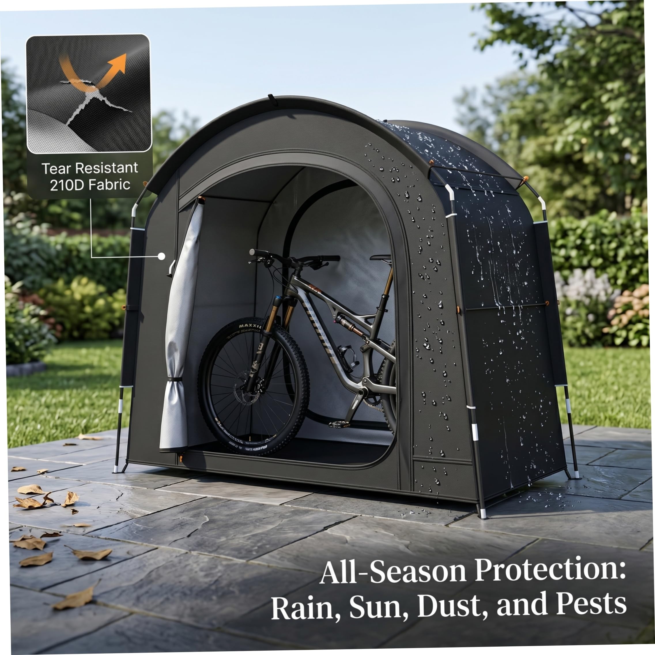 Tenda portabiciclette 4 capacità, capannone Portatile Antivento Impermeabile per Biciclette, Nero