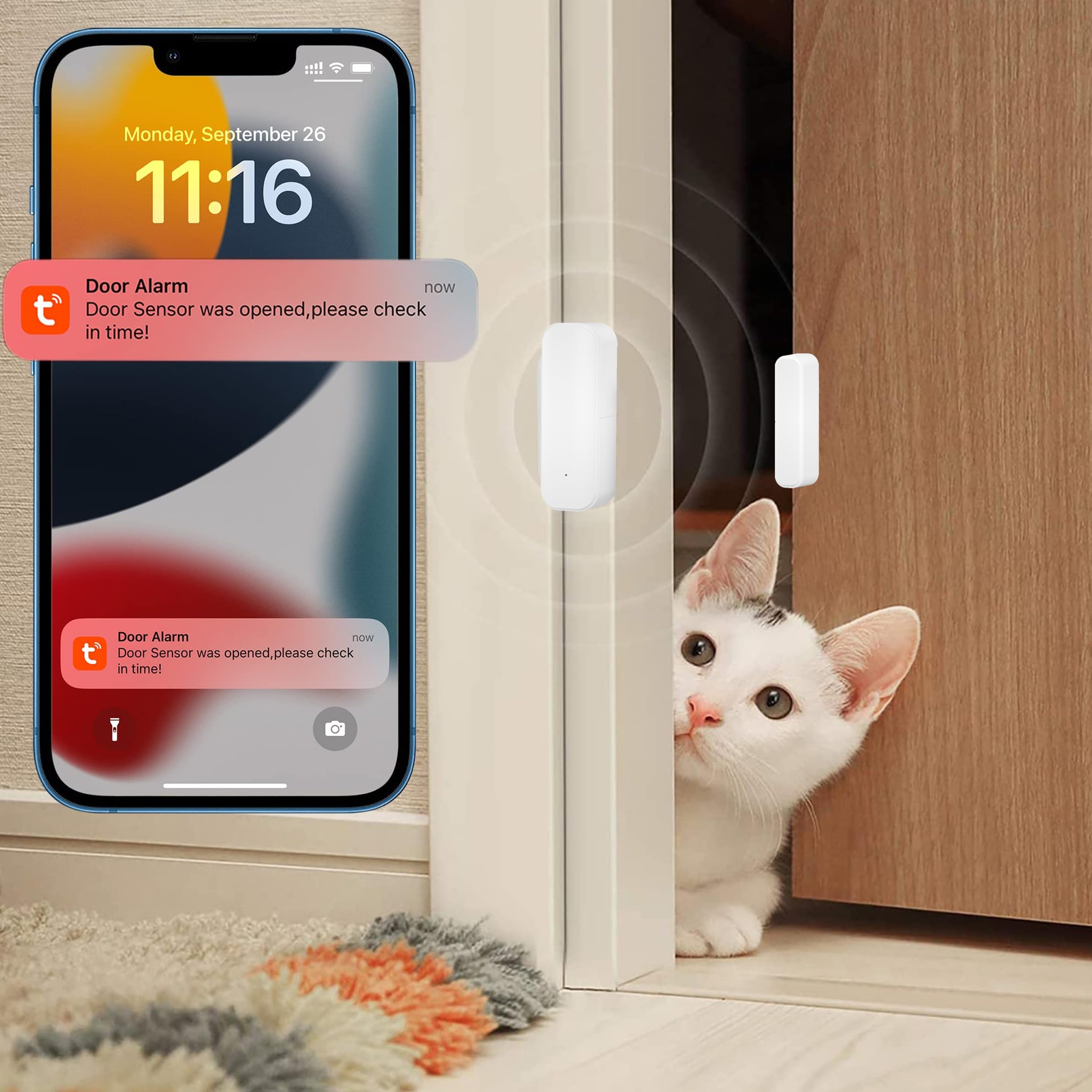 Tuya Intelligente Deur /raamsensor, Draadloze Raamsensor, Real Time Alarm Compatibel Met Alexa Google Assistant Veiligheidsdeur Open Contactsensor Voor Zakelijk Inbrekeralarm 1 Stuks 689951506