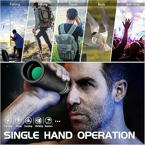 Miniatura 5 de Prismáticos pequeños de 80 x 100 prismáticos monoculares - HD bifocales portátiles impermeables y a prueba de niebla con soporte para smartphone