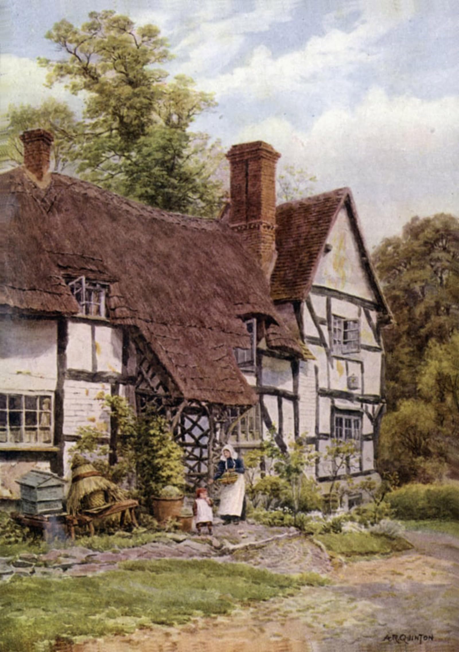 ARTXLXXBN Famous Painting Canvas Artwork Graffiti Print Harvington Near Evesham Worcester by Alfred Robert Quinton Portrait Canvas Image for Home Decor 60x90cm