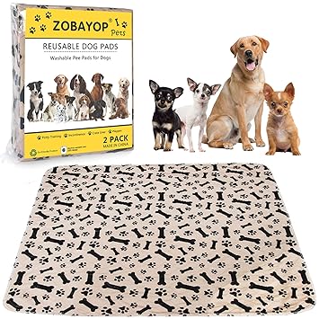 ZOBAYOP 2pcs Dog Pee Pad Reusable Washable Waterproof 32?36in Puppy Pet Training Mat Brown L