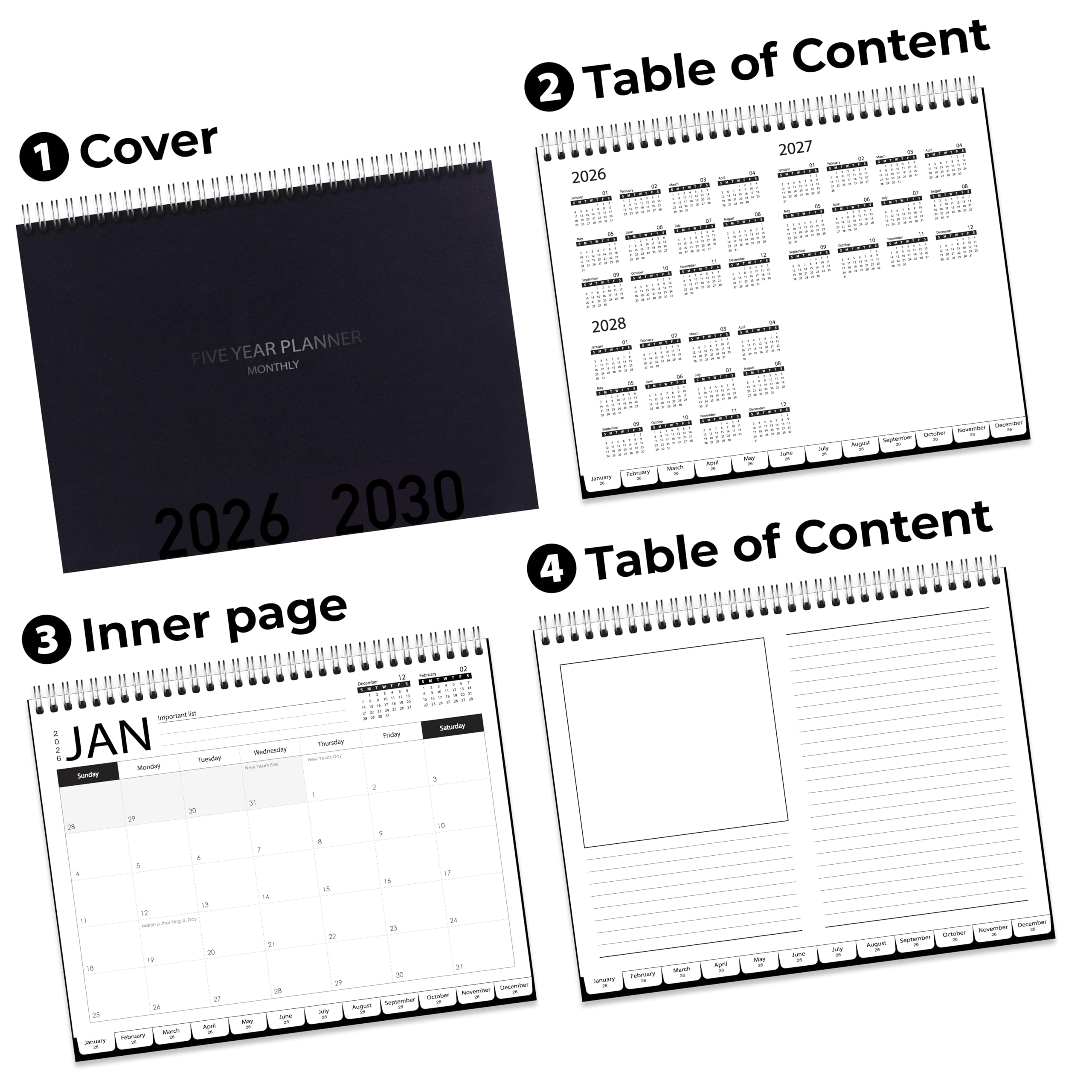 Amazon.com : 5-Year Calendar Planner, 2026-2030 Monthly Schedule