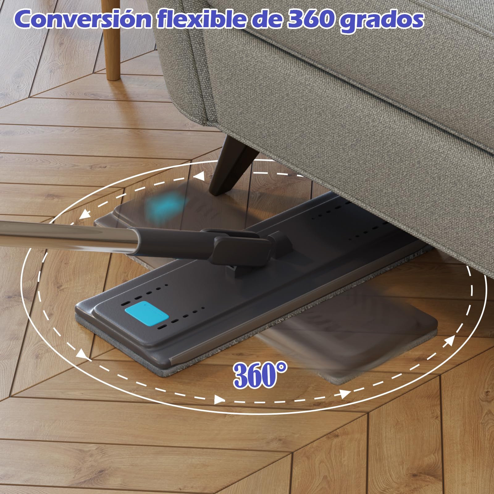 Eukue Mopa Fregona con Cubo Escurridor, Mopas de Limpieza Suelos con 6 Almohadillas Reutilizables y Mango de Acero Inoxidable, Juego de Fregona y Cubo, Mopa para Limpiar Azulejos y Paredes, Azul — view 5