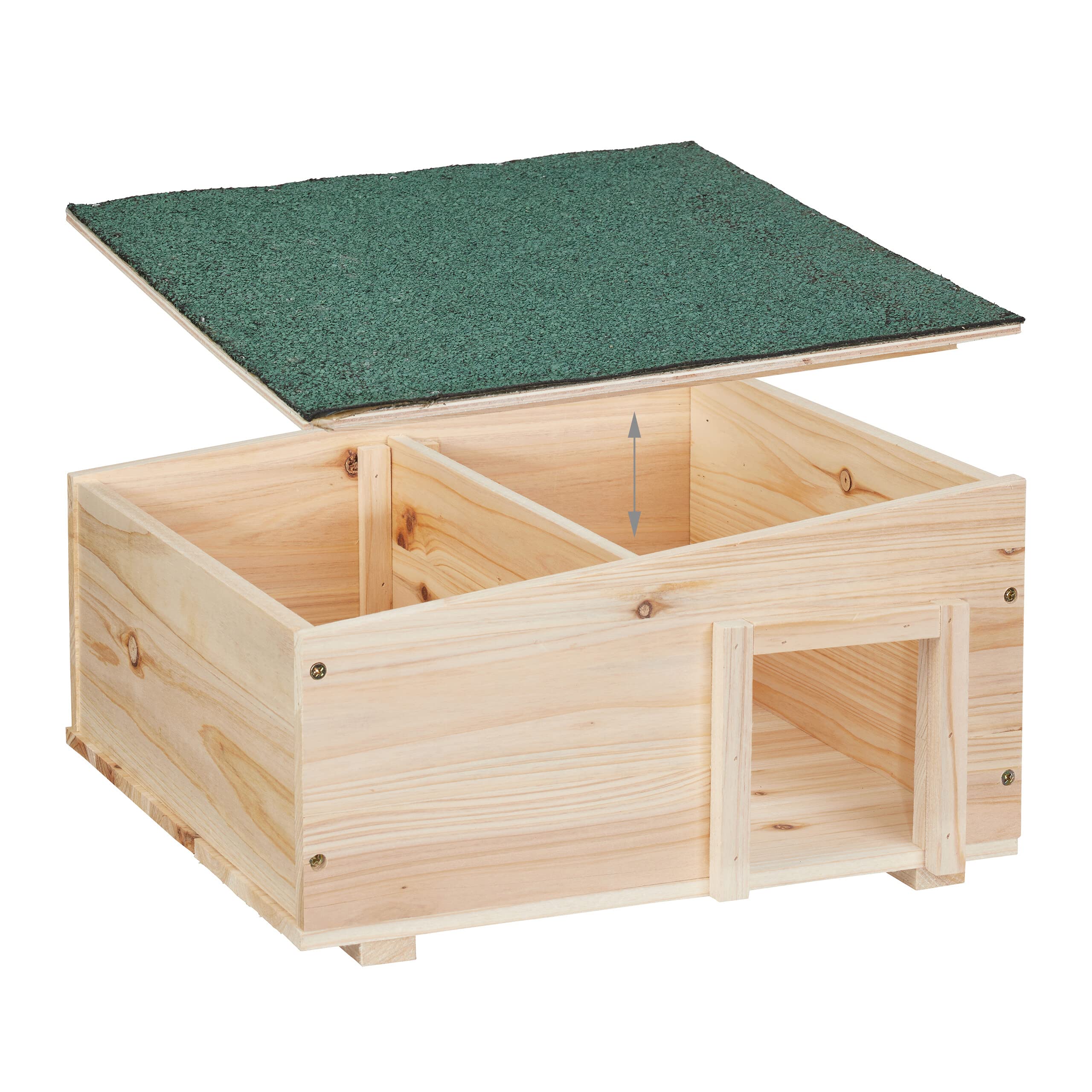 Relaxdays Abri pour hérisson Bois avec Fond 2 Parties HxLxP 21,5 x 40 x 40 cm Nature