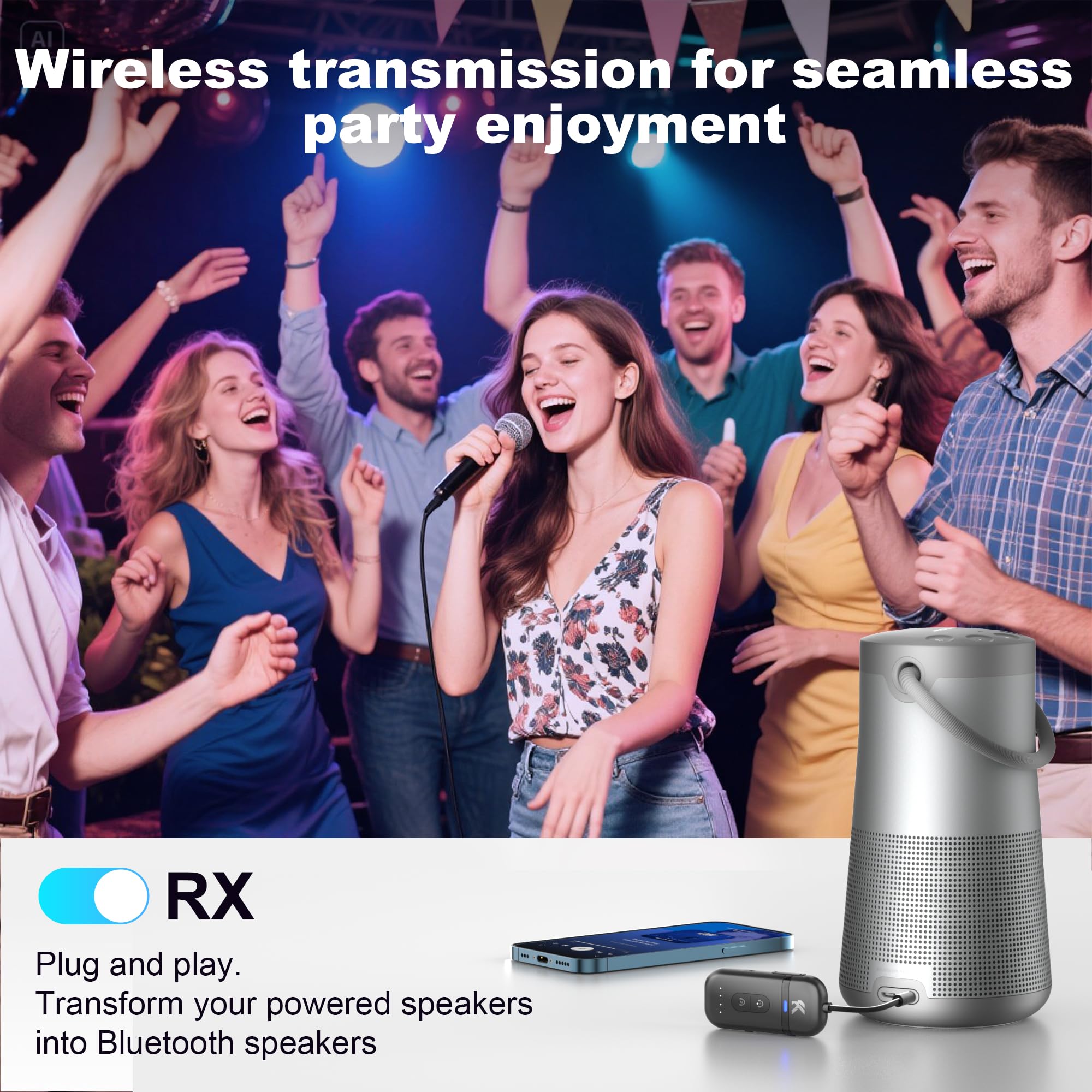 2026 Upgraded Bluetooth 5.4 Transmitter Receiver, 2-in-1 Airplane Bluetooth Adapter, Dual Device Pairing, with 3.5mm Aux Audio Jack for Travel, Aviation, Television, AirPods, Car — view 8