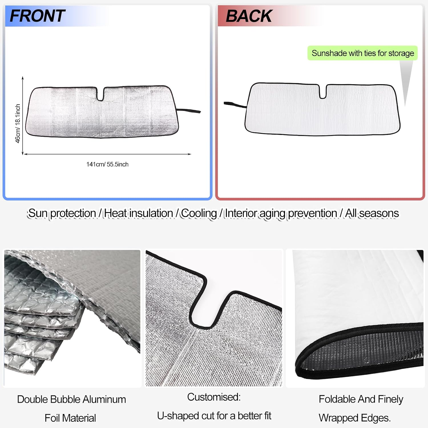 Front Windshield Sunshade for Hummer H3 2005-2009, Front Window Sun Shade, Foldable Reflective Sun Visor, Screen Shield Cover UV Blocker Protector HeatShield Keeps Your Vehicle Cool