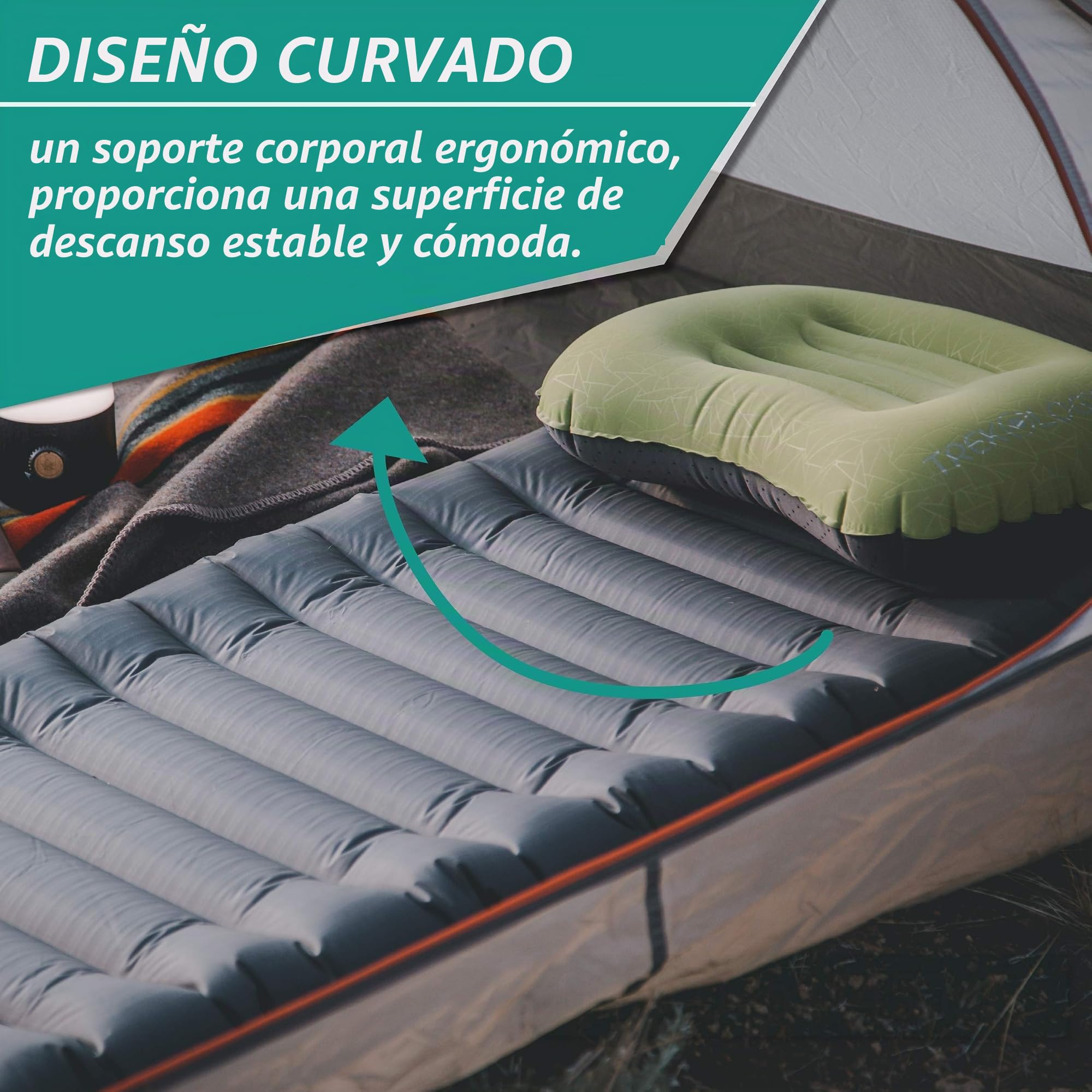 TREKOLOGY UL80 - Colchoneta para Dormir, colchón de Camping Inflable UL80, colchonetas Ligeras para Campamento, Cama Inflable Individual Ultraligera para una Buena Noche de sueño