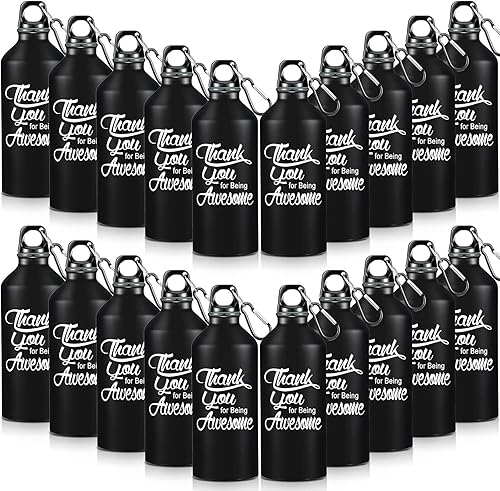 20 botellas de agua de aluminio de 20 onzas reutilizables a prueba de fugas con tapa torcida, hebilla deportiva, regalo de agradecimiento para