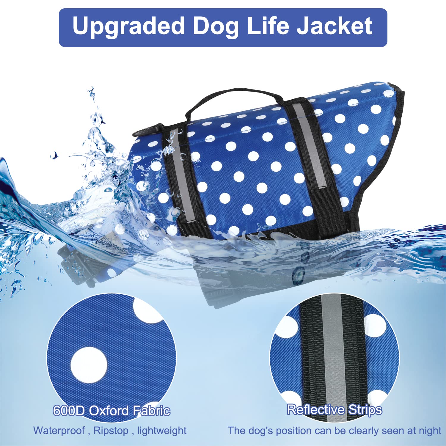 HAOCOO Dog Life Jacket Vest Saver Safety Swimsuit Preserver