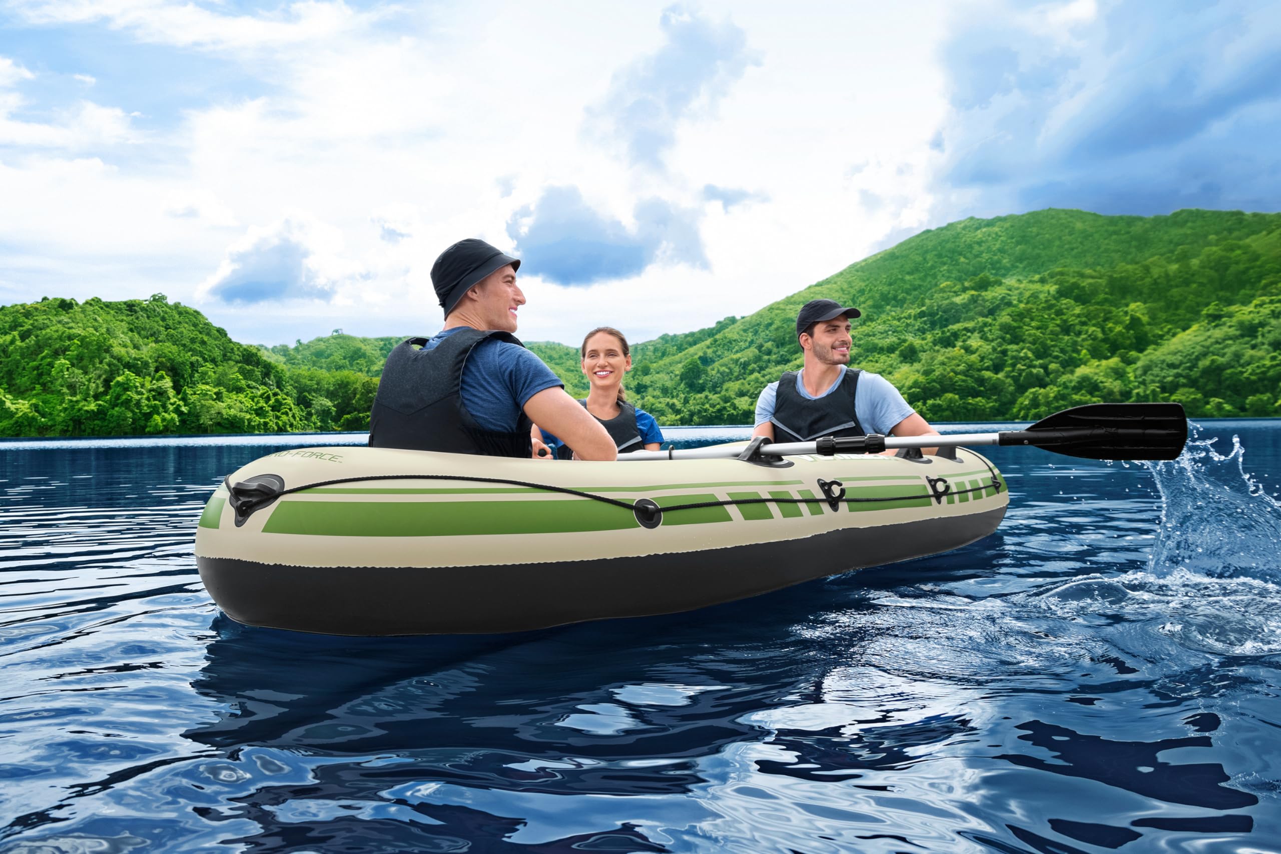 Bateau Gonflable Voyager™ X3 Set Hydro-Force™, 294 x 137 cm, 3 Adultes 360 kg, 2 pagaies, Un Sac de Transport et de Rangement et Une Pompe à air