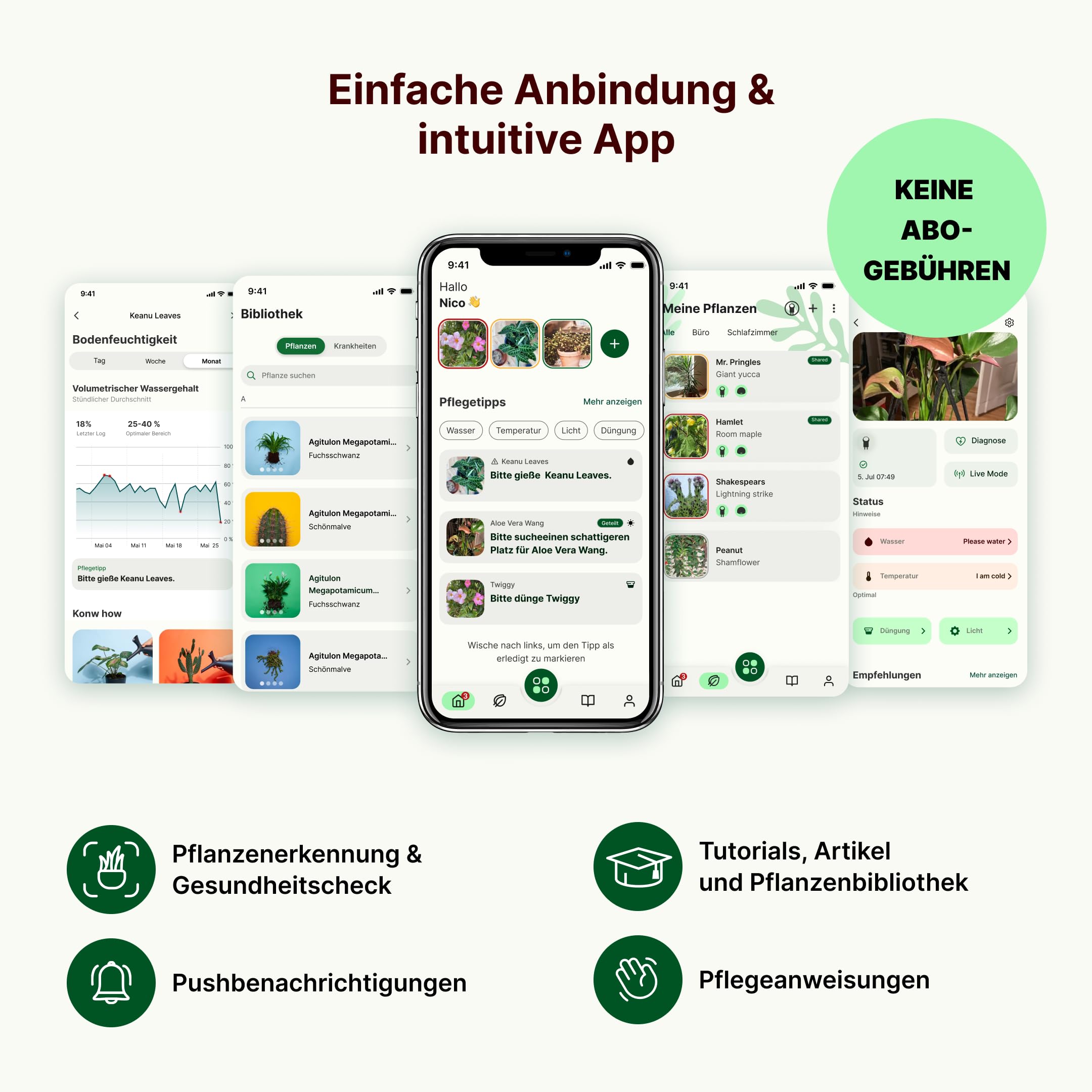 FYTA Beam G1 Smarter Pflanzensensor - Misst Wasser, Temperatur, Licht, Düngebedarf - Pflanzen Feuchtigkeitsmessgerät, Bodenfeuchtesensor, Temperatursensor, Gießanzeiger Zimmerpflanzen - iOS Android
