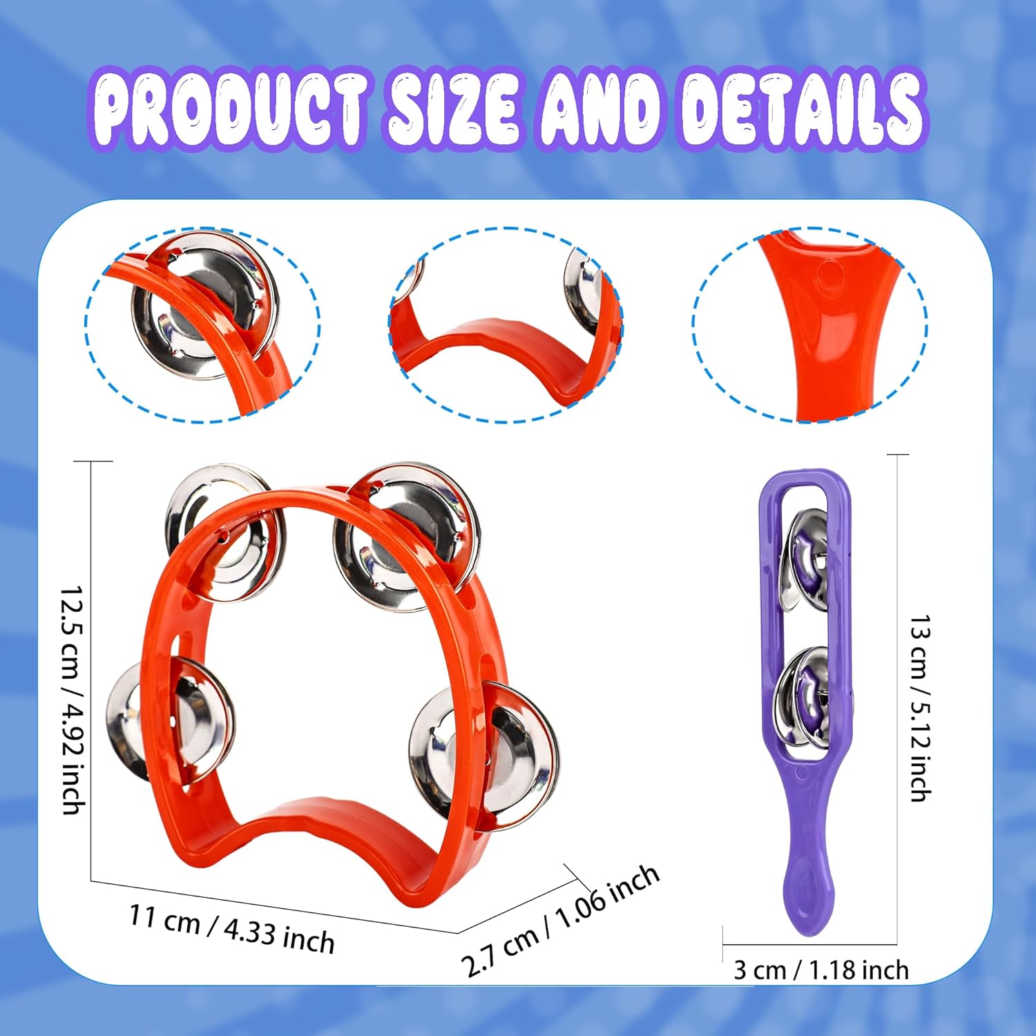 84 Pcs Shaker Musical Instruments for Kids 42 Plastic Handheld Tambourine Bells 42 Colorful Cymbals Percussion Noise Makers Rhythm Toy Set for Church Preschool Classroom
