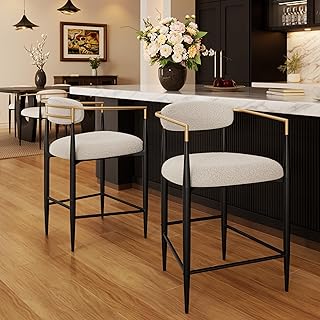 28 White Marble Kitchen Decor Ideas For Timeless Style 11 Morden Fort Counter Height Bar Stools Set of 2, Modern Upholstered Count...