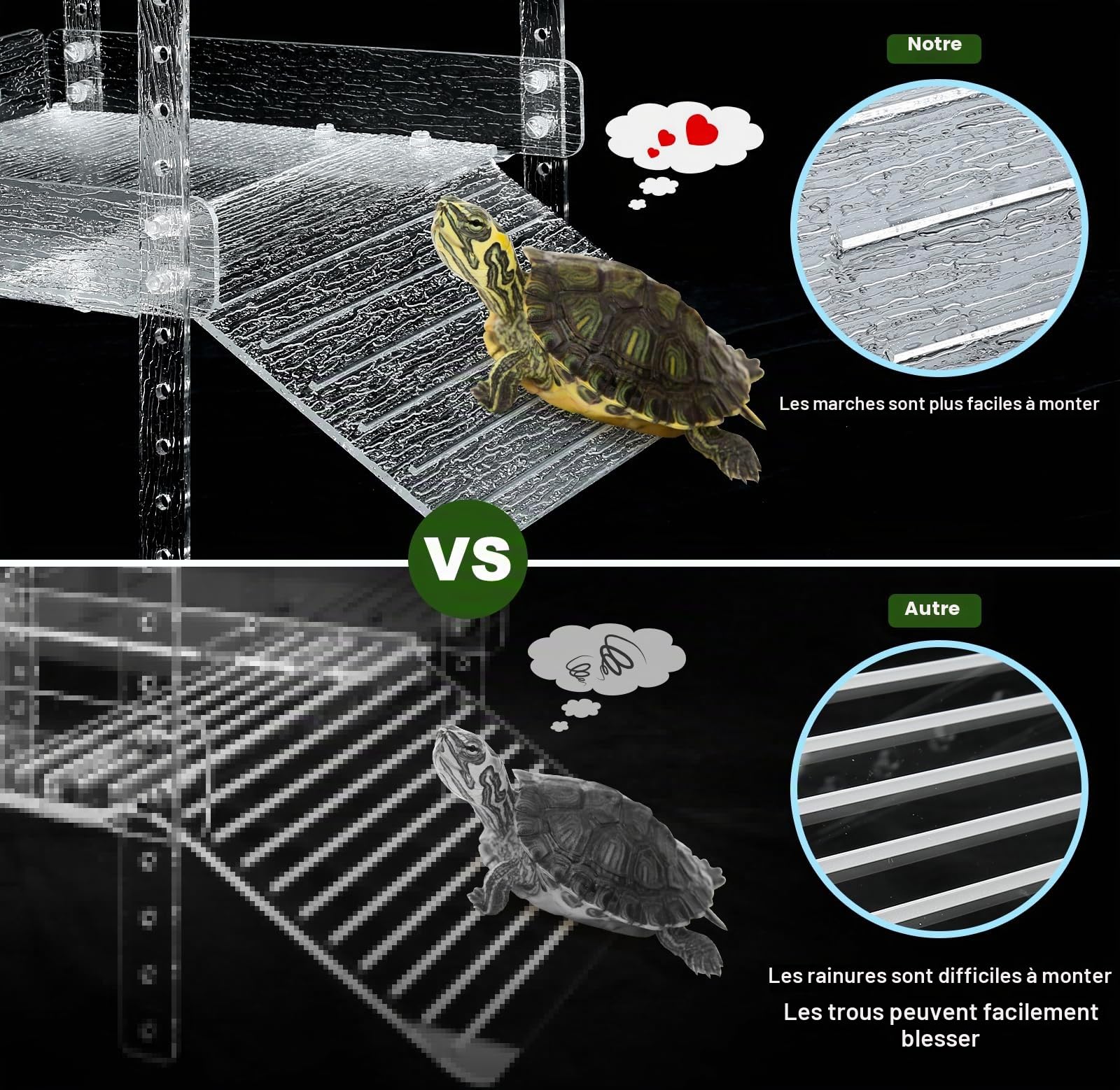 Plateforme à Suspendre pour Tortues - Rampe Aquatique pour Reptiles - Accessoires pour Aquarium - Taille XL