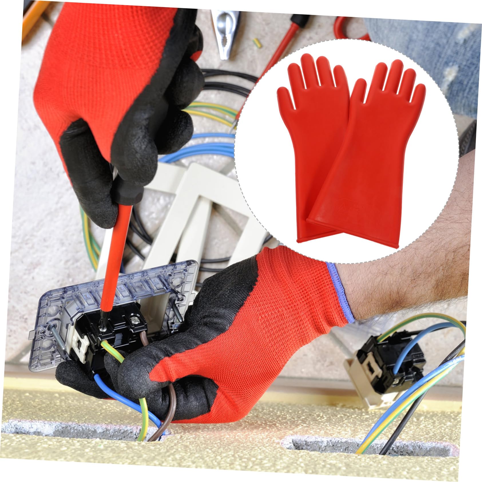 Guantes Aislantes de Goma para Electricistas Protección Alta Tensión Flexibles y Duraderos Guantes de Trabajo Cómodos Unisex para Uso Interior y Exterior