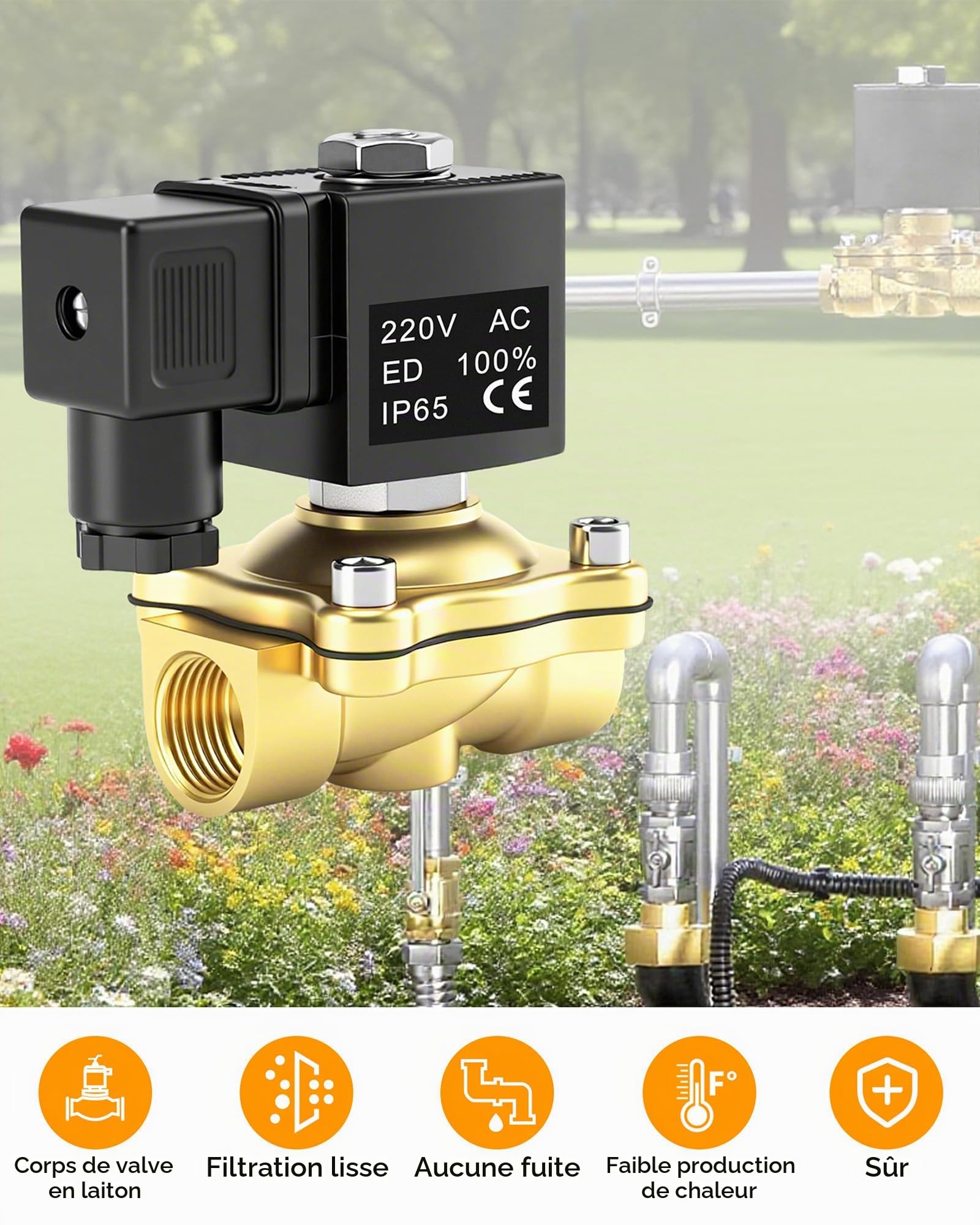 Électrovanne en Laiton: Électrovanne Magnétique 1/2" 220 V CA Commande Directe Valve Magnétique Électrique en Laiton pour Eau Air et Huile