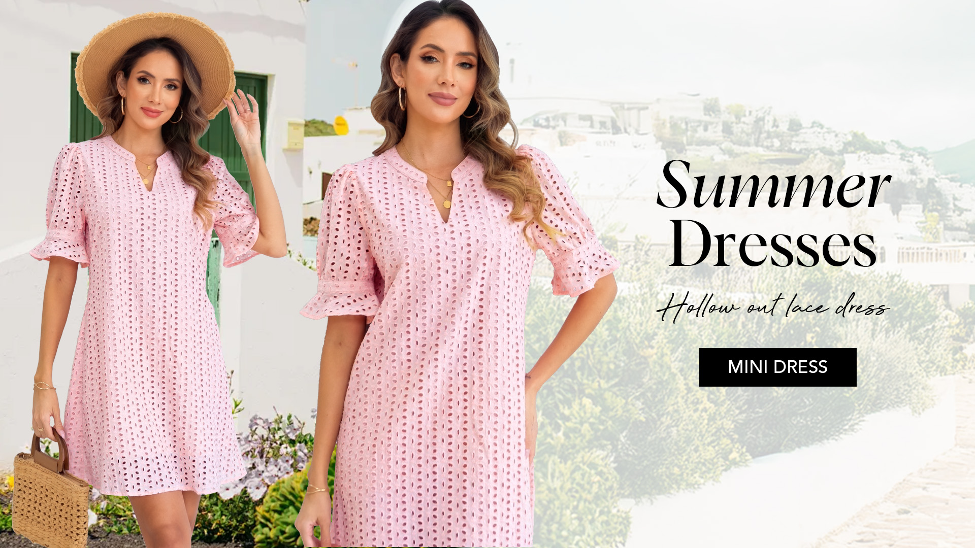 Watch MEROKEETY Women's 2025 Summer Short Sleeve Mini Dress V Neck Eyelet  Lace Dresses on Amazon Live