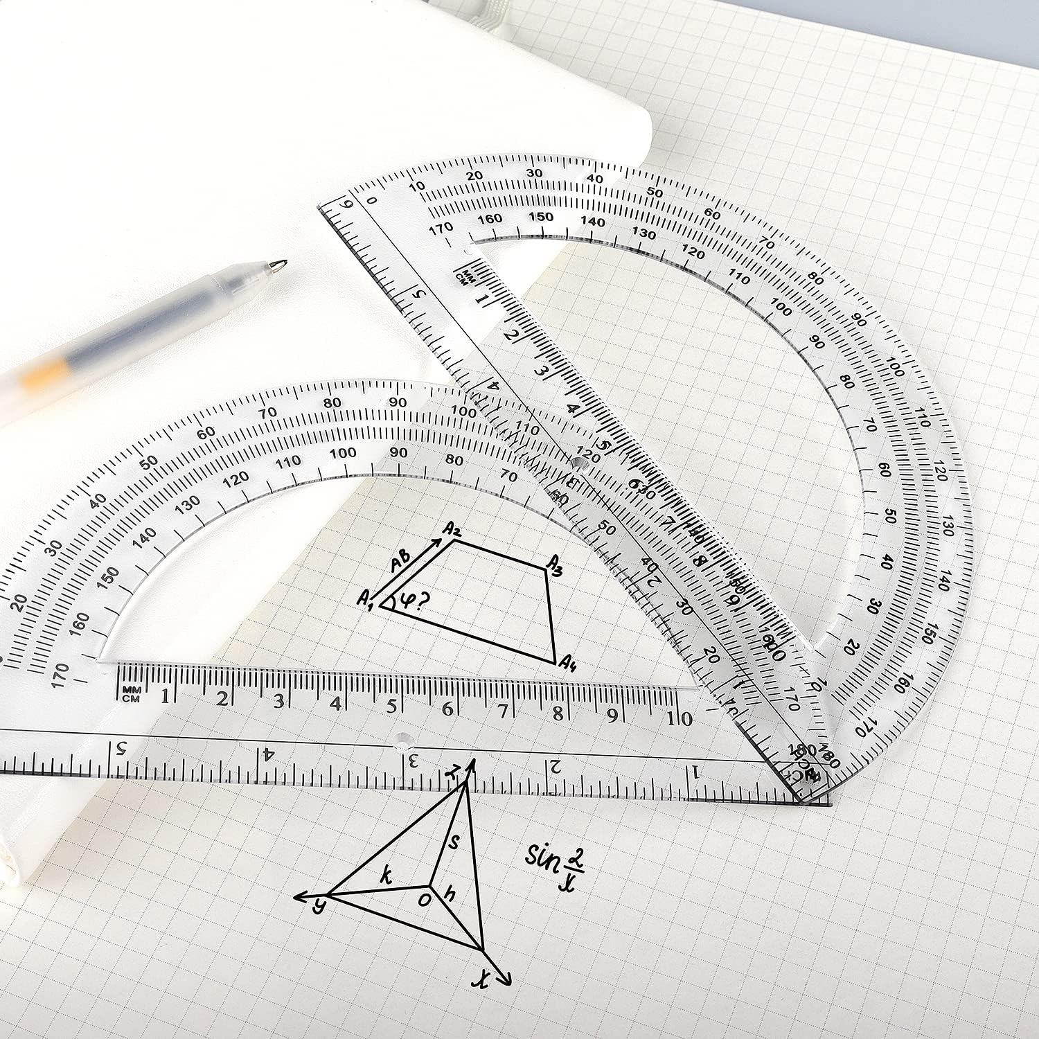 12 Pack Plastic Protractor 6 Inches Math Protractors 180 Degrees for School Office Supplies, Clear/Blue/Pink : Office Products