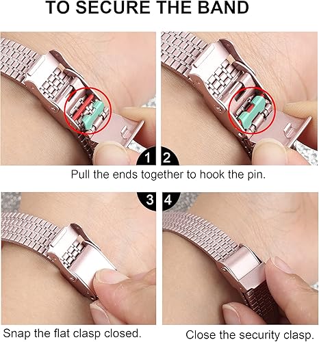 Miniatura 7 de Secbolt Correas finas compatibles con Apple Watch Band de 1.49, 1.57, 1.61, 1.65, 1.73 y 1.77 pulgadas, iWatch SE Series 87654321, de acero