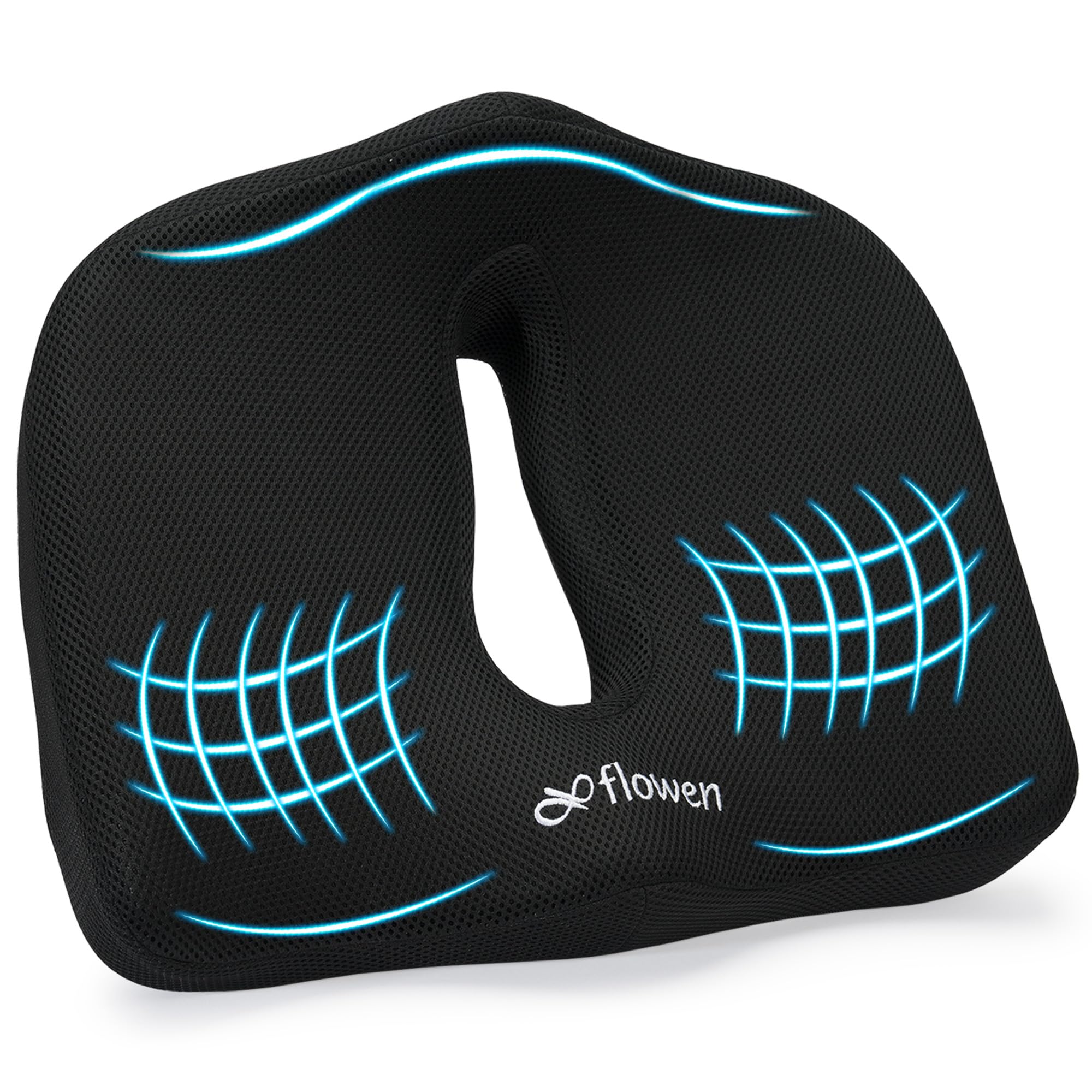 Flowen Cuscino Sedia Ufficio e Cuscino Sedile Auto in Memory Foam per Guidatore Seduta Ergonomica da Scrivania Studio/Gaming/Smart Working Cuscino Anatomico