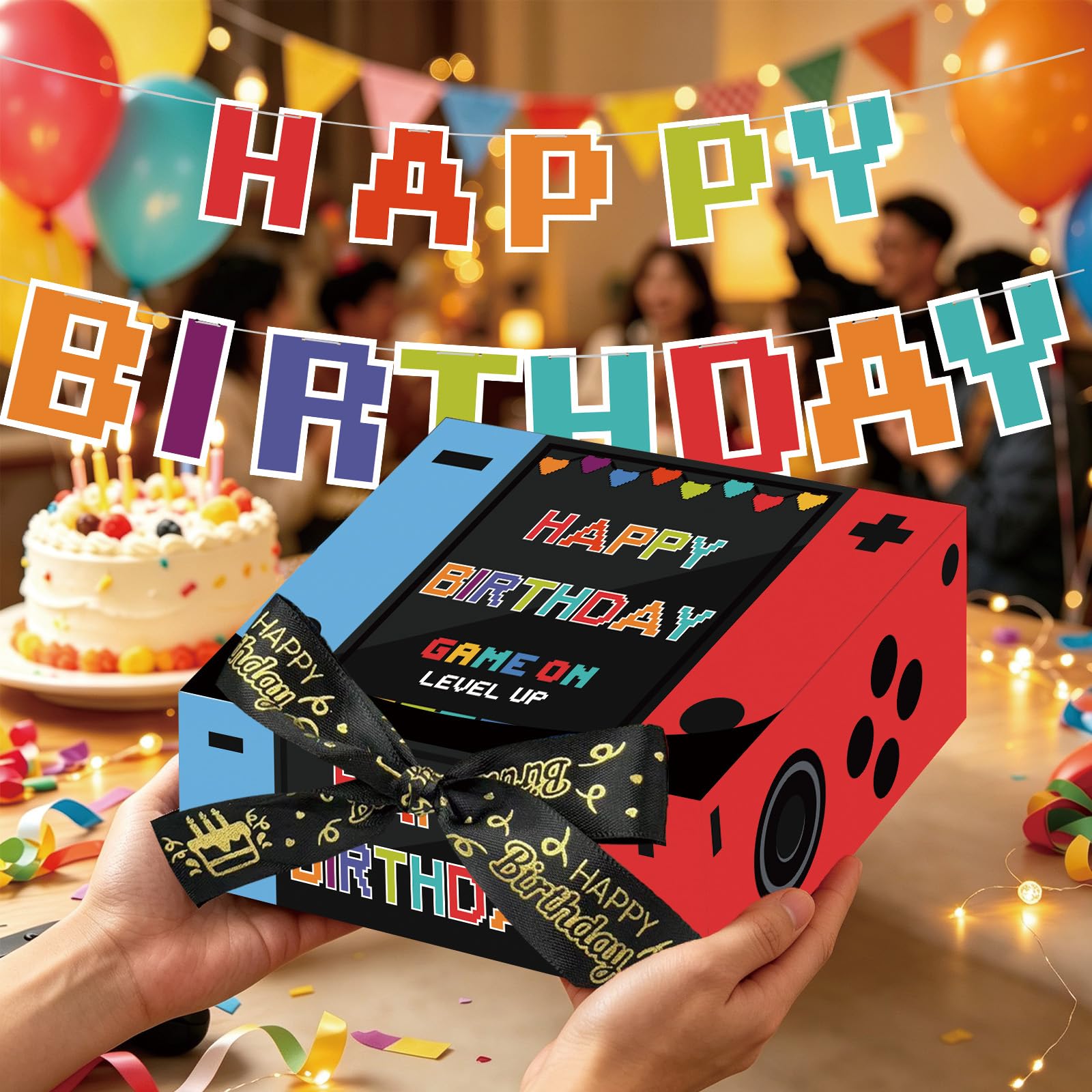 10PCS Birthday Gift Boxes & Happy Birthday Banner
