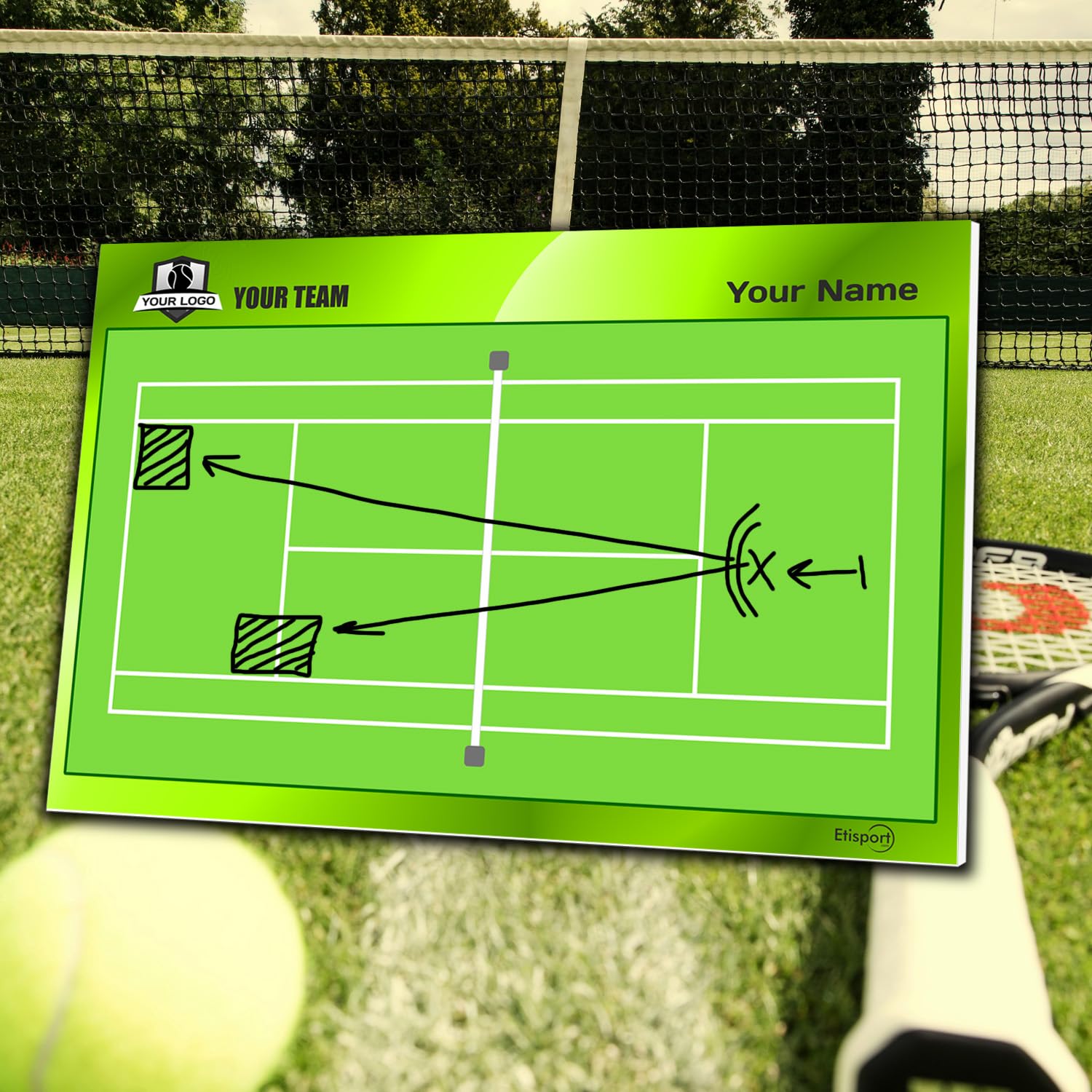 Personalizowana Tablica Taktyczna Tenis dla Trenera z Nazwą i Herbem Klubu