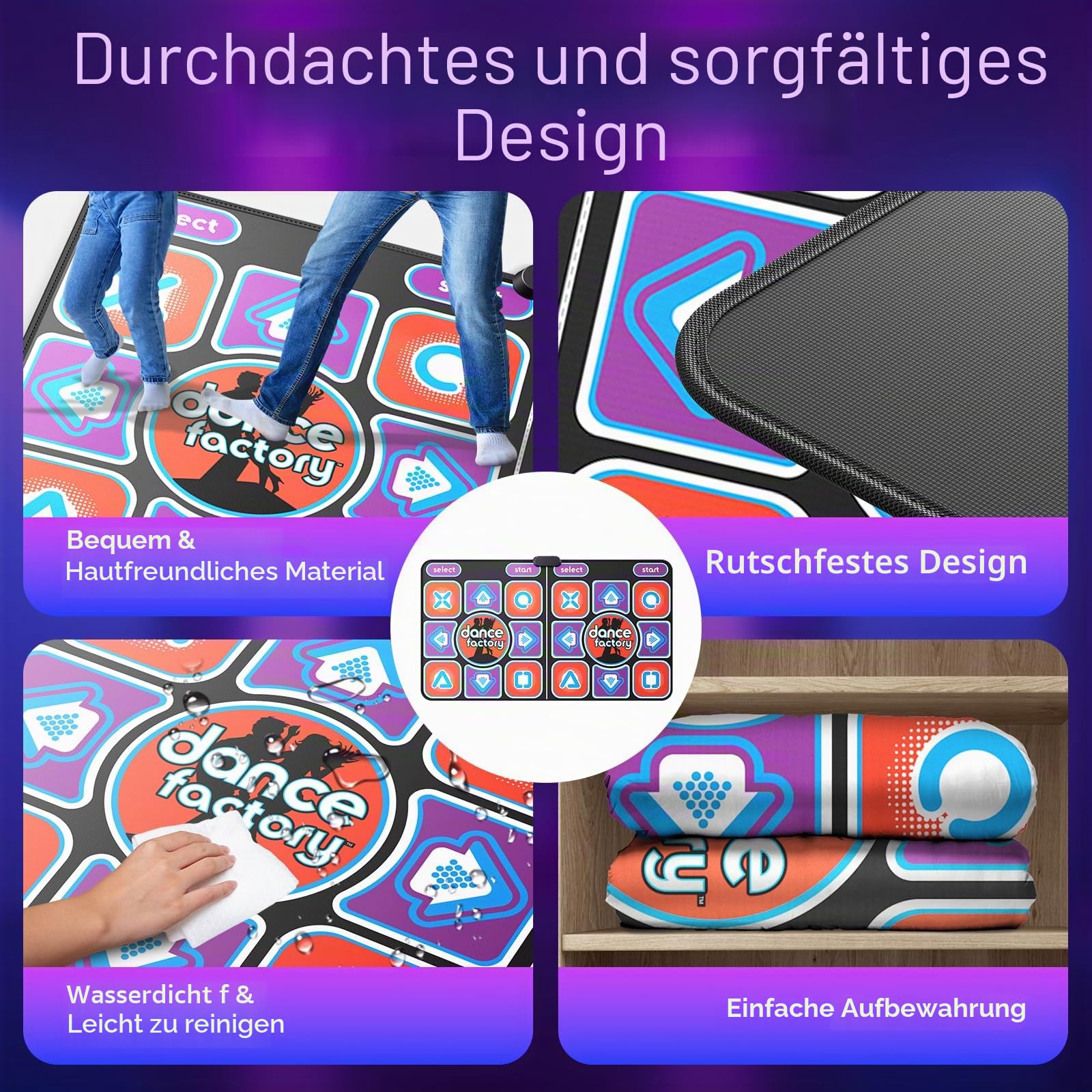 Interaktive Tanzmatte für TV mit Kamera – doppelte rutschfeste Musikmatte für Kinder und Erwachsene, verbesserte Modelle (166 x 93 cm)