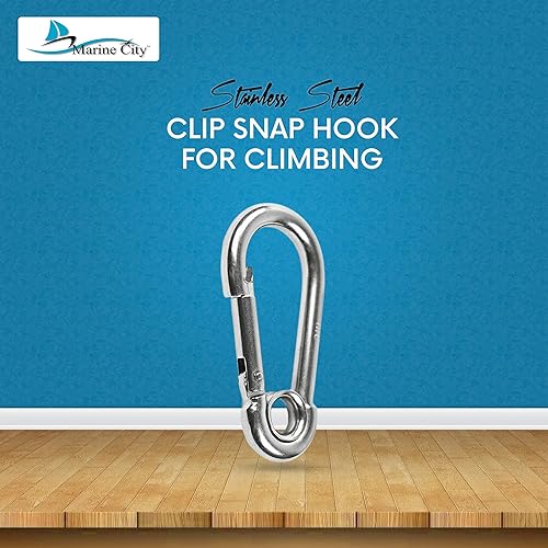 Miniatura 2 de MARINE CITY Mosquetón de acero inoxidable de grado 316 con anillo de 3-18 pulgadas para escalada, pesca, senderismo, barco, vela, campamento