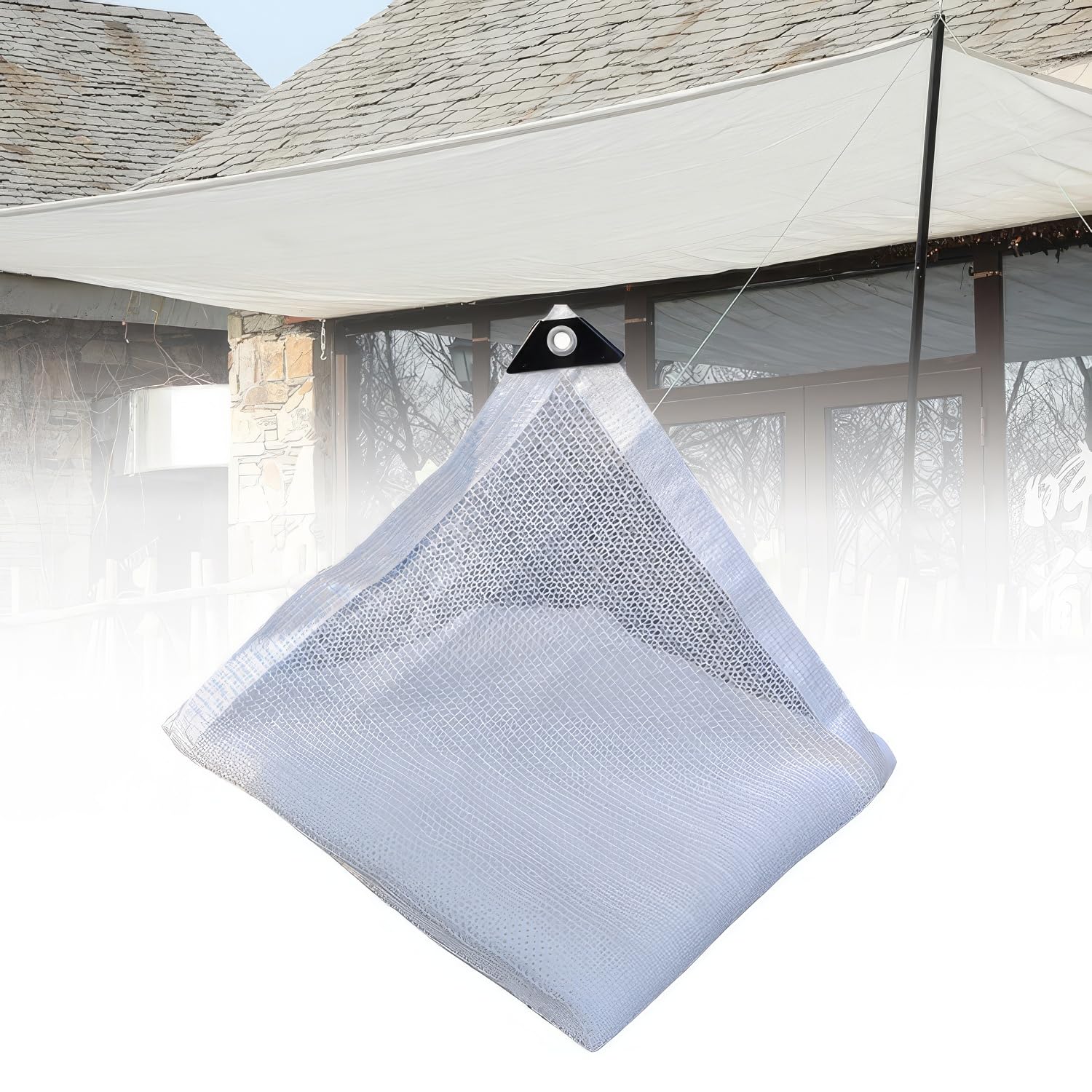 GLDYTVF White Shade Cloth 50% Privacy Sunshade Net High-Density HDPE UV-Resistant with Grommets Perfect for Garden Greenhouse Barn Outdoor or Kennel (4x8m/13x26ft)