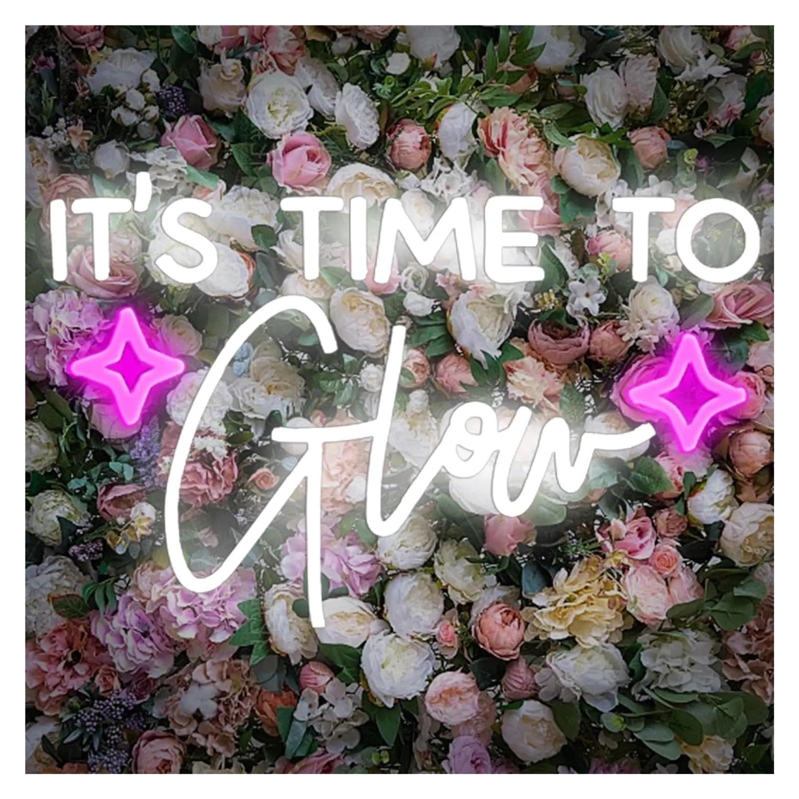 LEMST Sign Lamp It's Time to Glow Neon Sign USB Dimmable Light for Beauty Room Hair Salon Bar Nails Lash Shop Wall Decoration 42x28cm