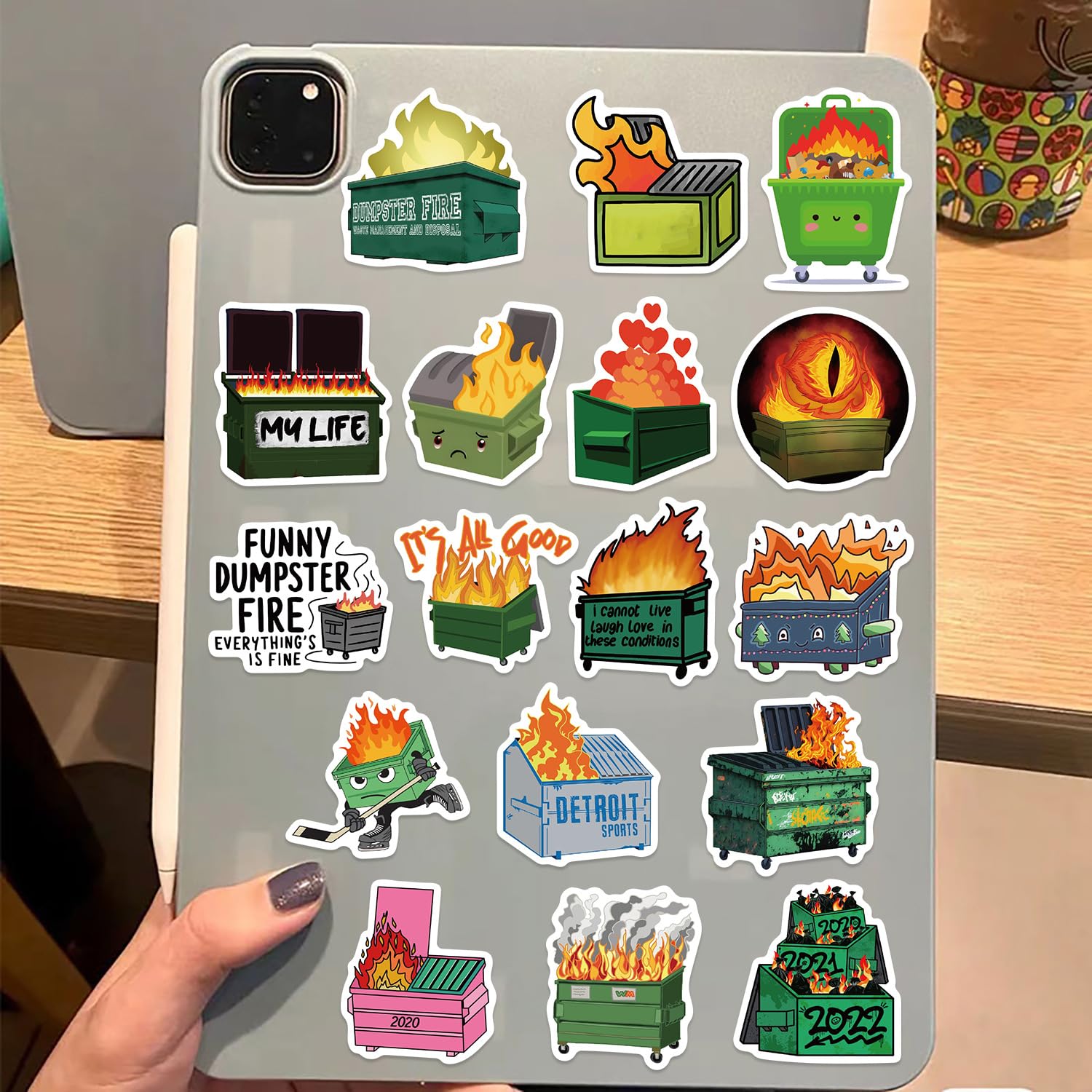 50Pcs Dumpster Fire Stickers Laptop Car Scrapbook Phone Skateboard Suitcase Luggage Bike Funny Dumpster Fire Vinyl Waterproof Aesthetic Personalised Stickers for Teens Boys Girls Adults - Image 3