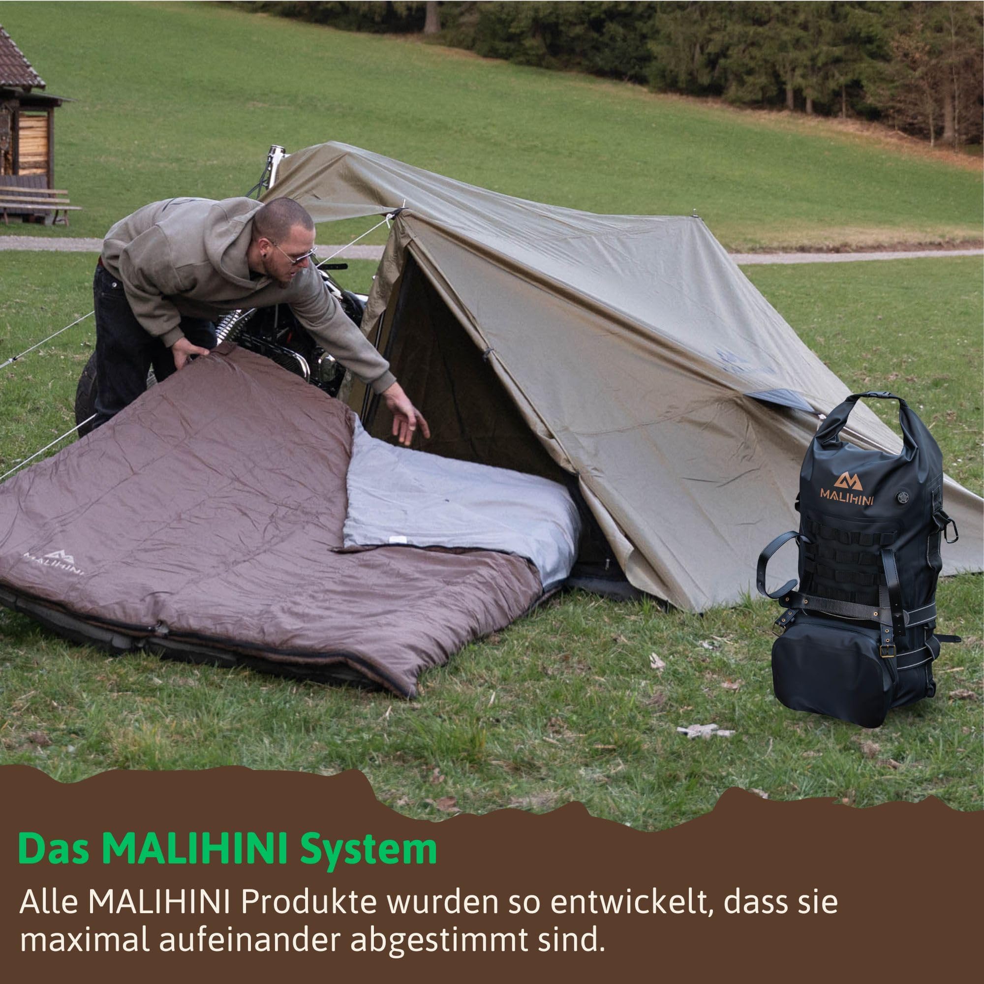 MALIHINI Tente de moto [2 personnes] – Tente de moto avec petite taille pliée, imperméable | Bâche de moto et auvent | Tente de motard pour motards | Vélo et camping