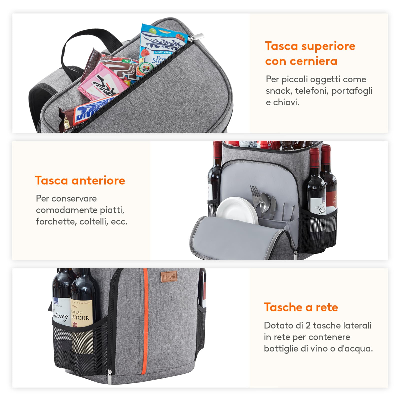 Lifewit Zaino Termico Impermeabile, Morbido Zaino Frigo Borsa, Frigo Leggera a Prova di Perdite per Uomo e Donna, Borse Termica Porta Pranzo per Lavoro Picnic Spiaggia Campeggio Viaggio