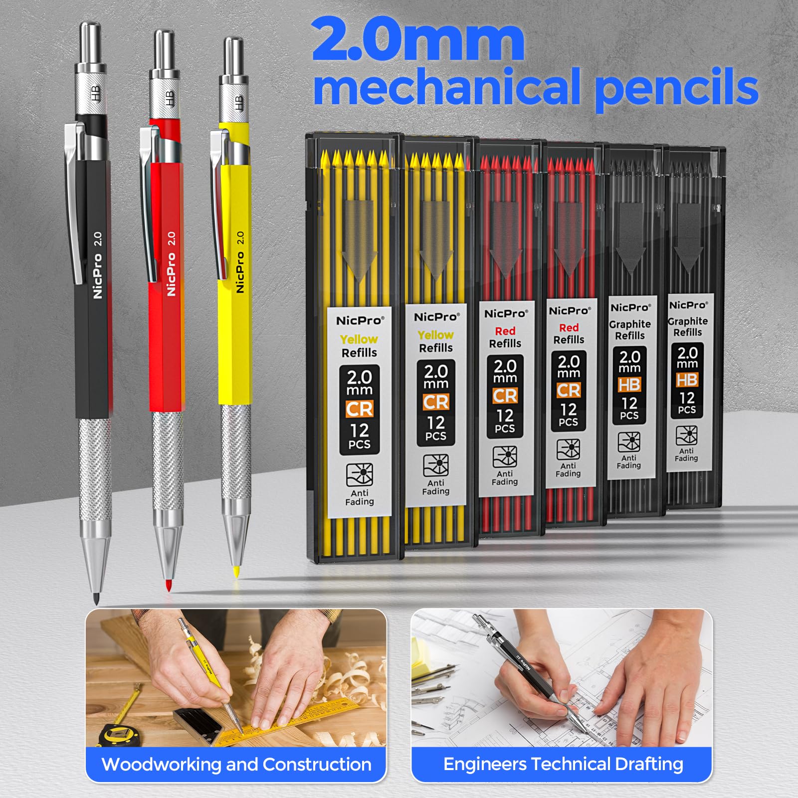 Nicpro 44 Pack Carpenter Pencil, Long Nib Marker, Center Punch, Scribe Tool — Amazon image 7
