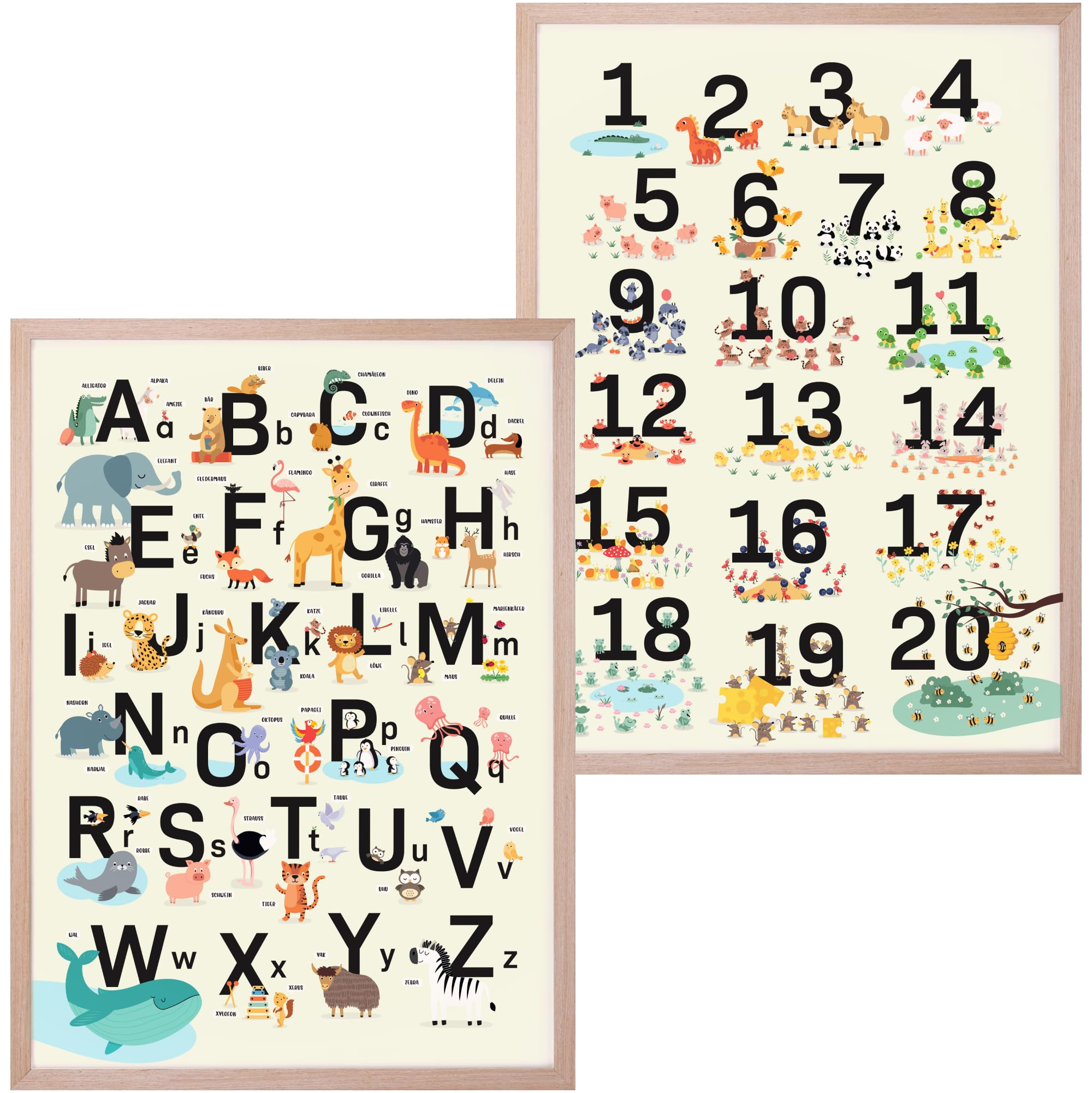 Gumpie ABC Poster für Kinder Bundle mit Einfach Zahlen lernen von 1-20 Made in Germany | Kinderleicht schreiben lernen | Buchstaben schreiben lernen | Rechnen lernen 1. klasse (ABC+Zahlen - 2er Set)