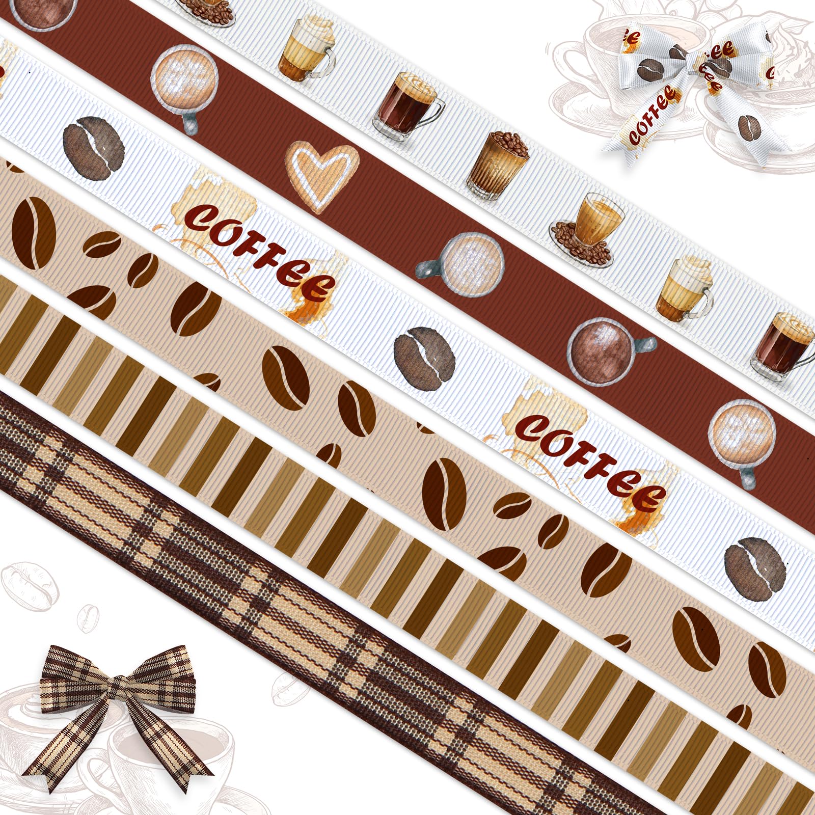 Coffee Ribbon Amazon.com: Habbiful 6 Rolls 30 Yards Coffee Ribbon for Gift Wrapping ...
