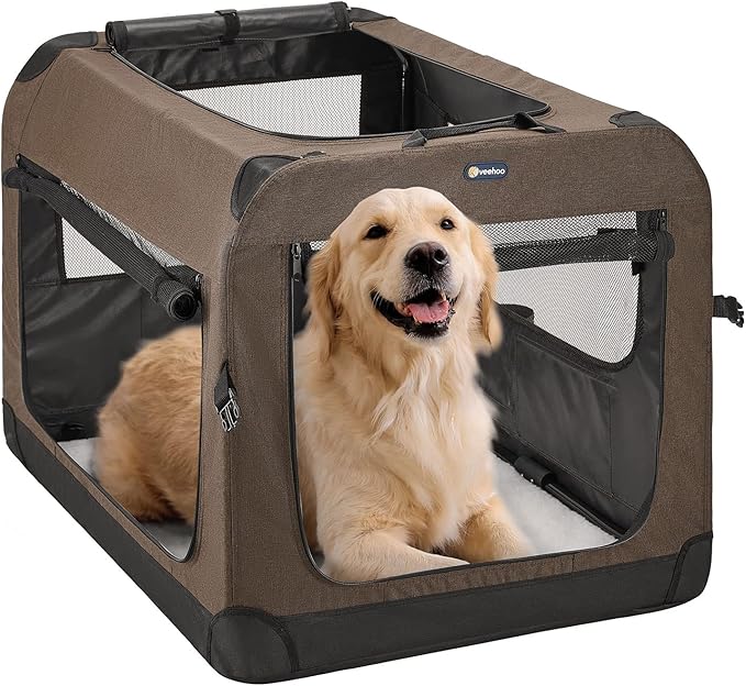 Picture of Veehoo Folding Soft Dog Crate, 3-Door Pet Kennel for Crate-Training ...
